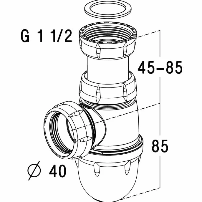 Siphon d'évier NICOLL F1'1/2 Diamètre 40 mm Polypropylène recyclé