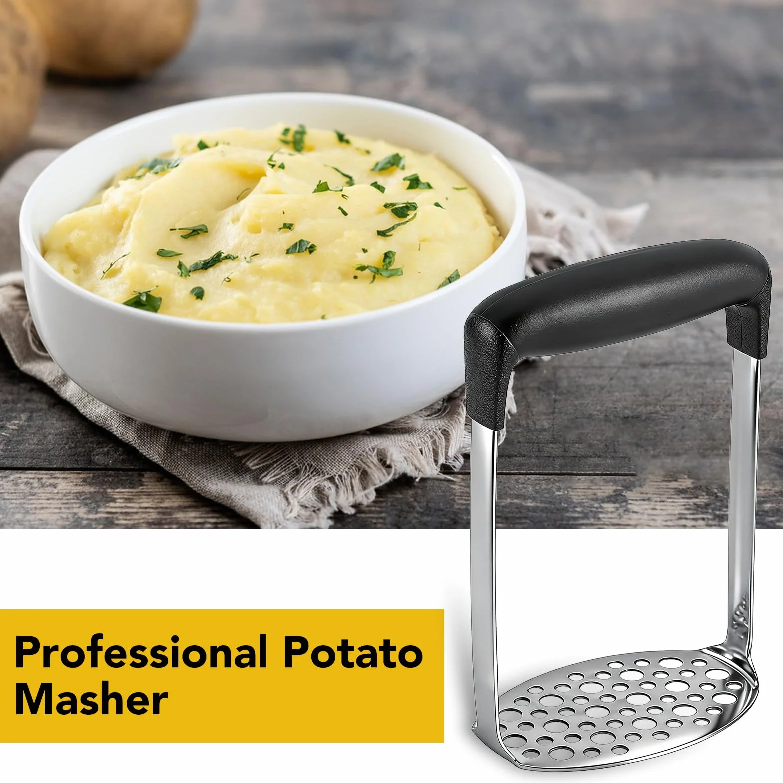 Presse Purée de Pommes de Terre Professionnel en Acier Inoxydable avec Poignée Masher Broyeur