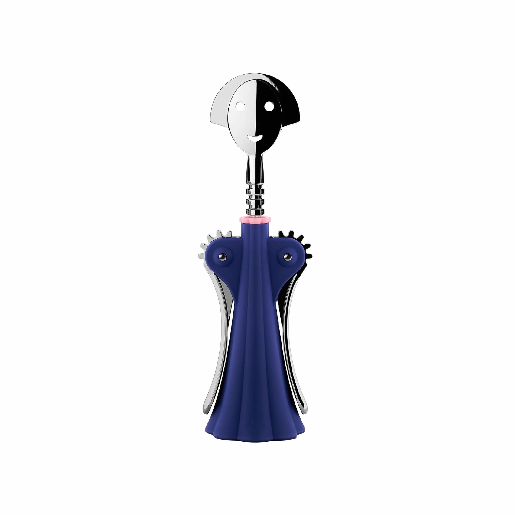 Alessi Anna G. AM01 DAZ - Tire-Bouchon Design, en Résine Thermoplastique et Zamak Chromé, Bleu