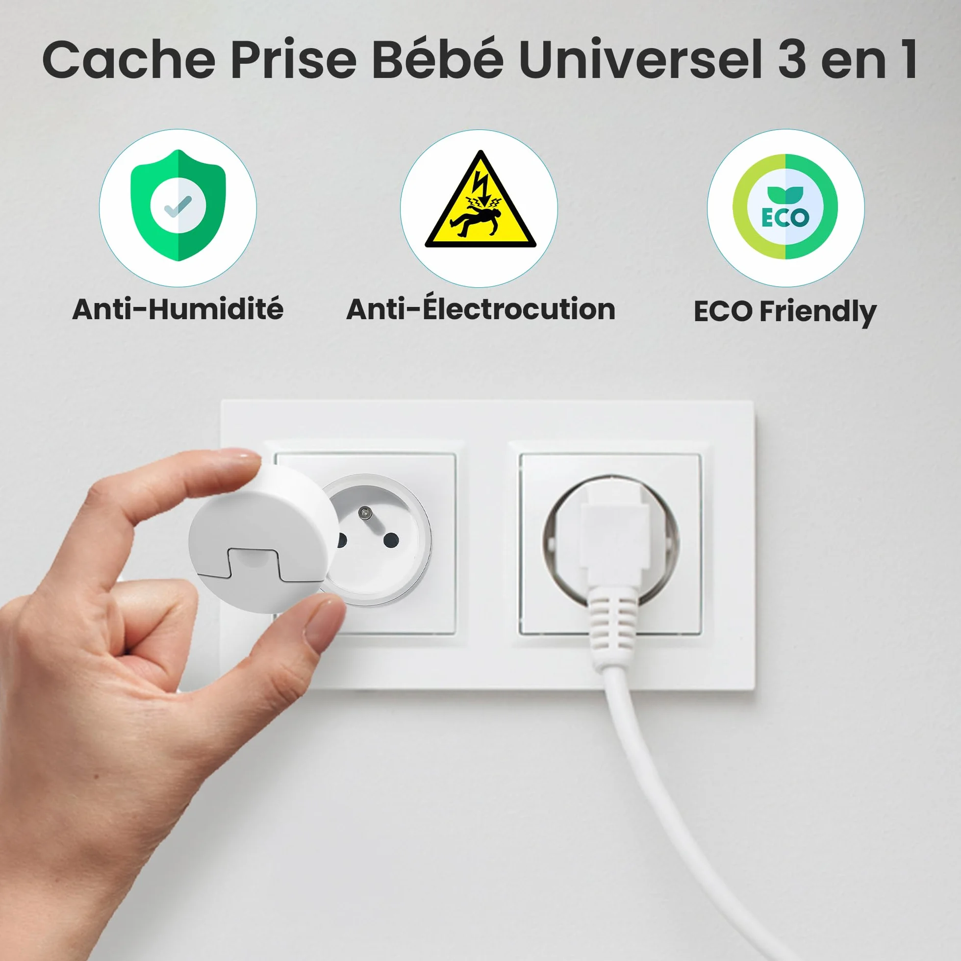 KEBYCO Paris Cache Prise Bébé Automatique Universel 16 Pcs Sécurité Électrique Enfant Anti Poussière Étanche