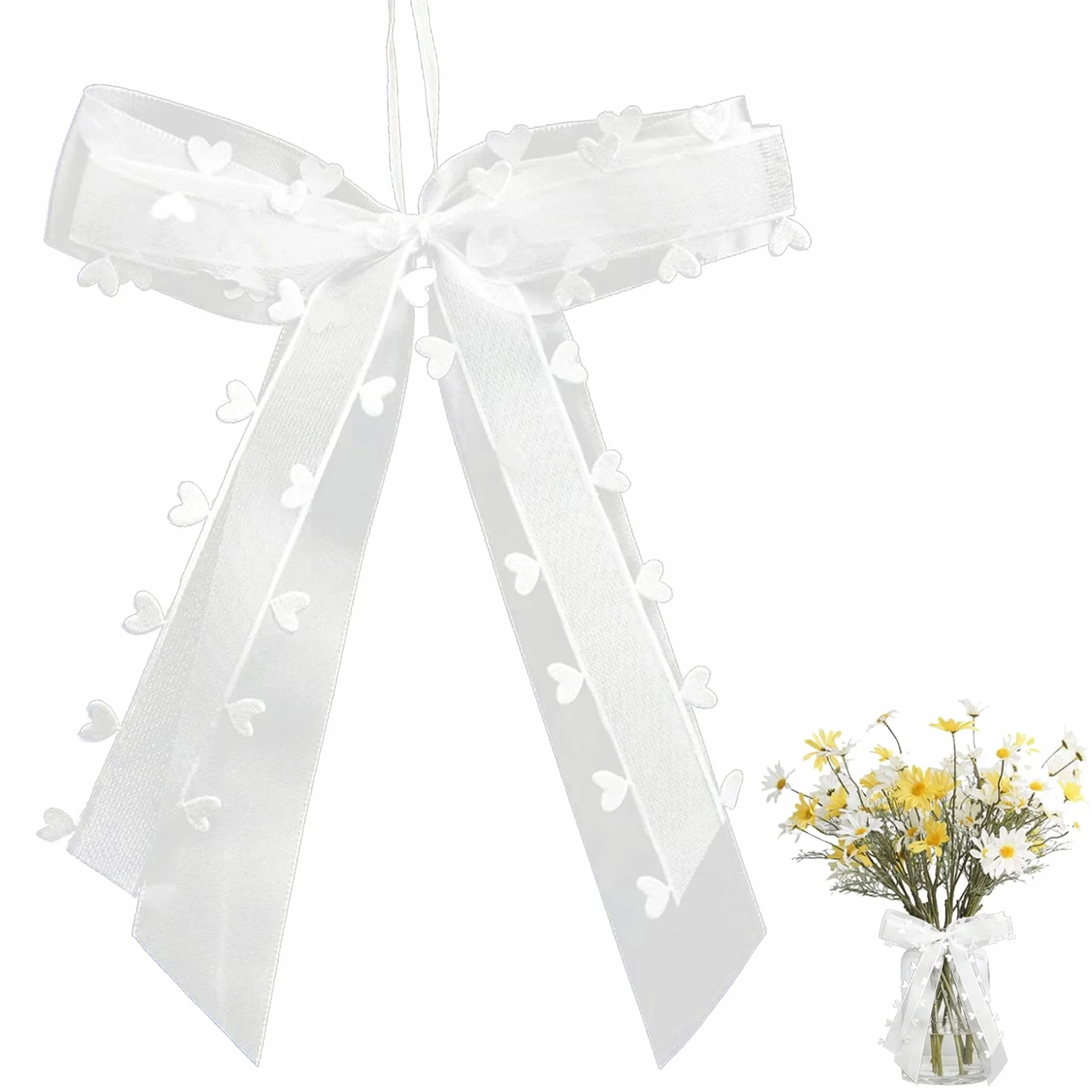 Noeud Voiture Mariage Blanc Satin Décoration 20PCS