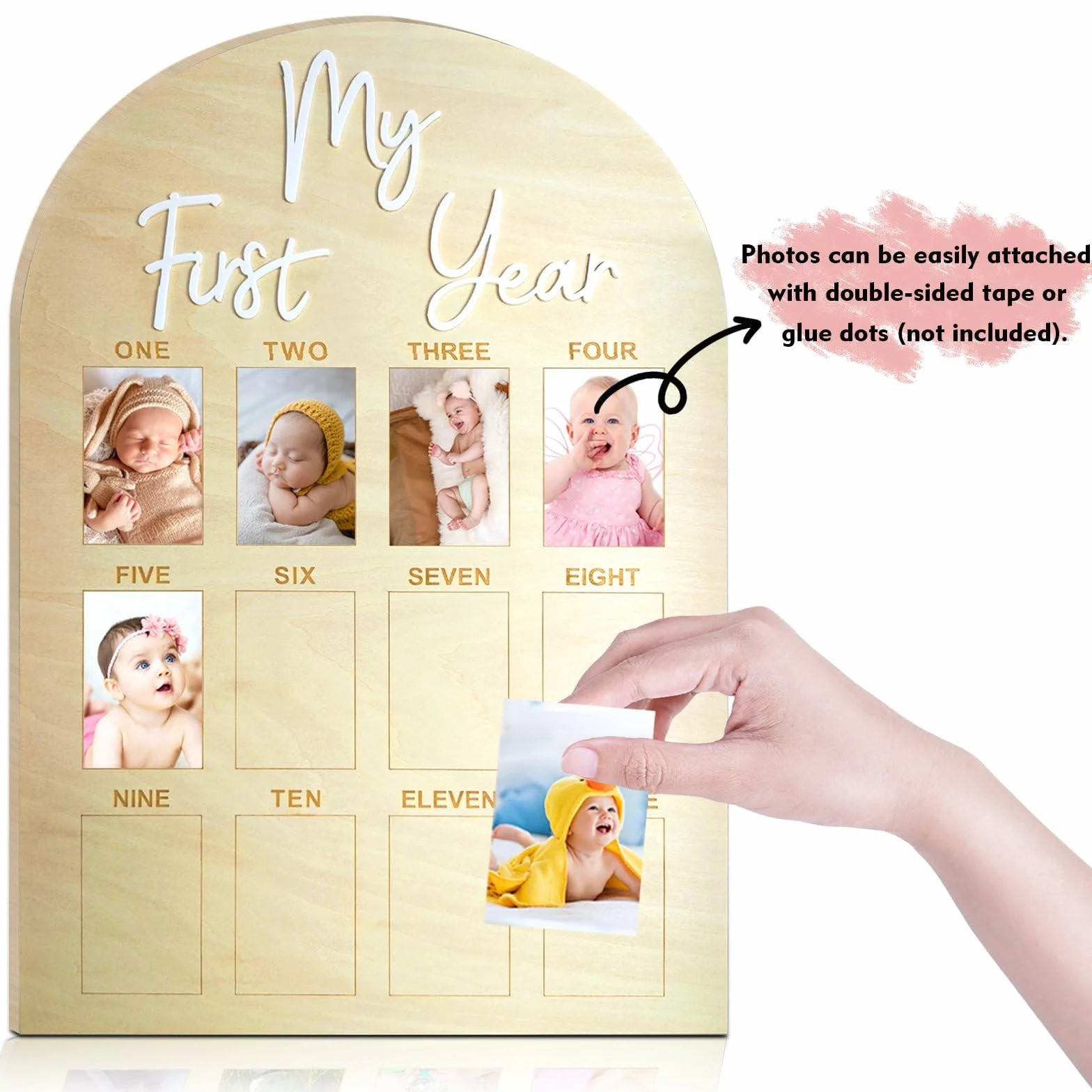 Tableau photo bois My First Year Milestone Cadre 12 mois Décoration 1er anniversaire Cadeau bébé