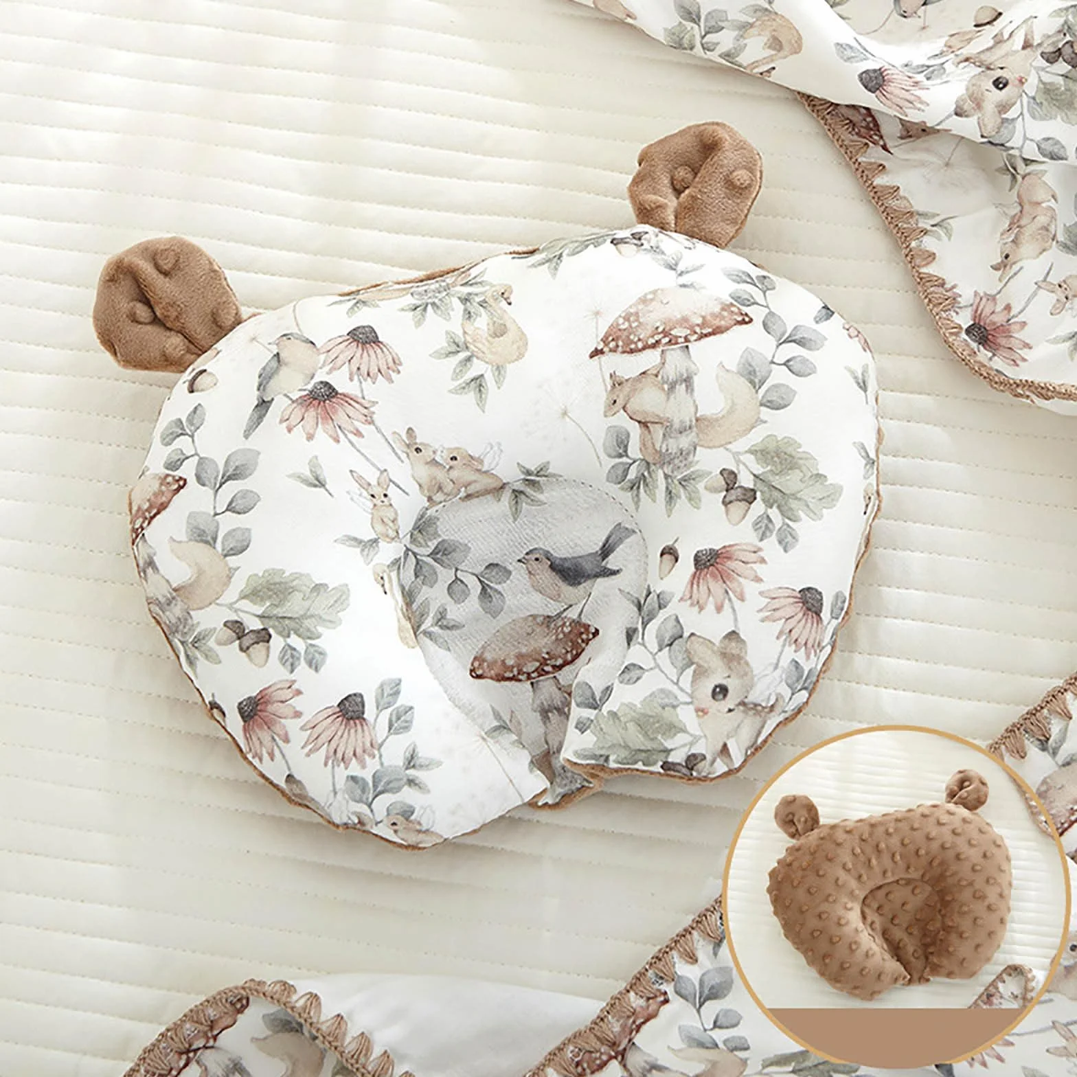 Oreiller pour Tout-Petit en Coton Biologique Doux Lavable en Machine Gris Clair