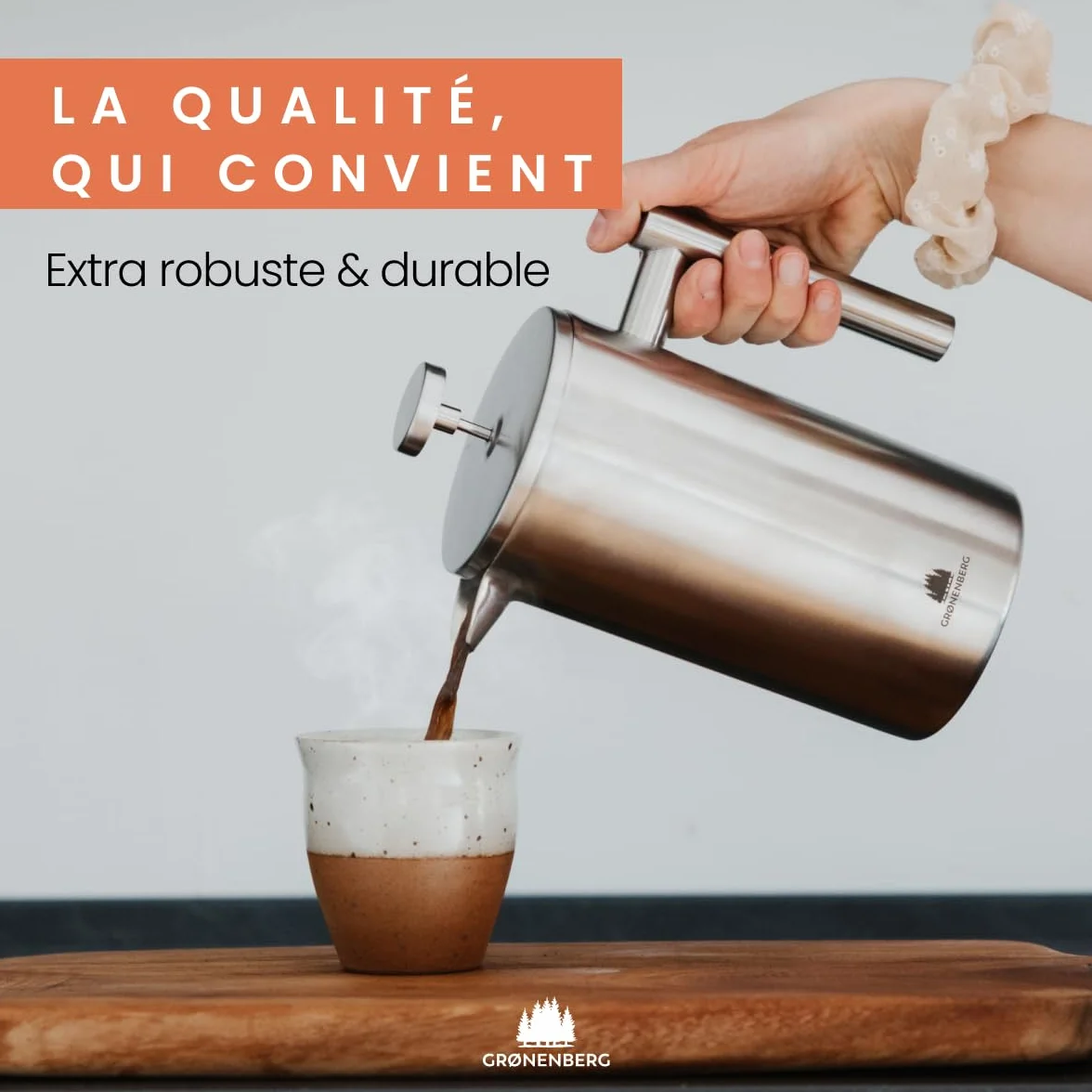 Groenenberg Cafetière à Piston French Press 0,6 litre inox