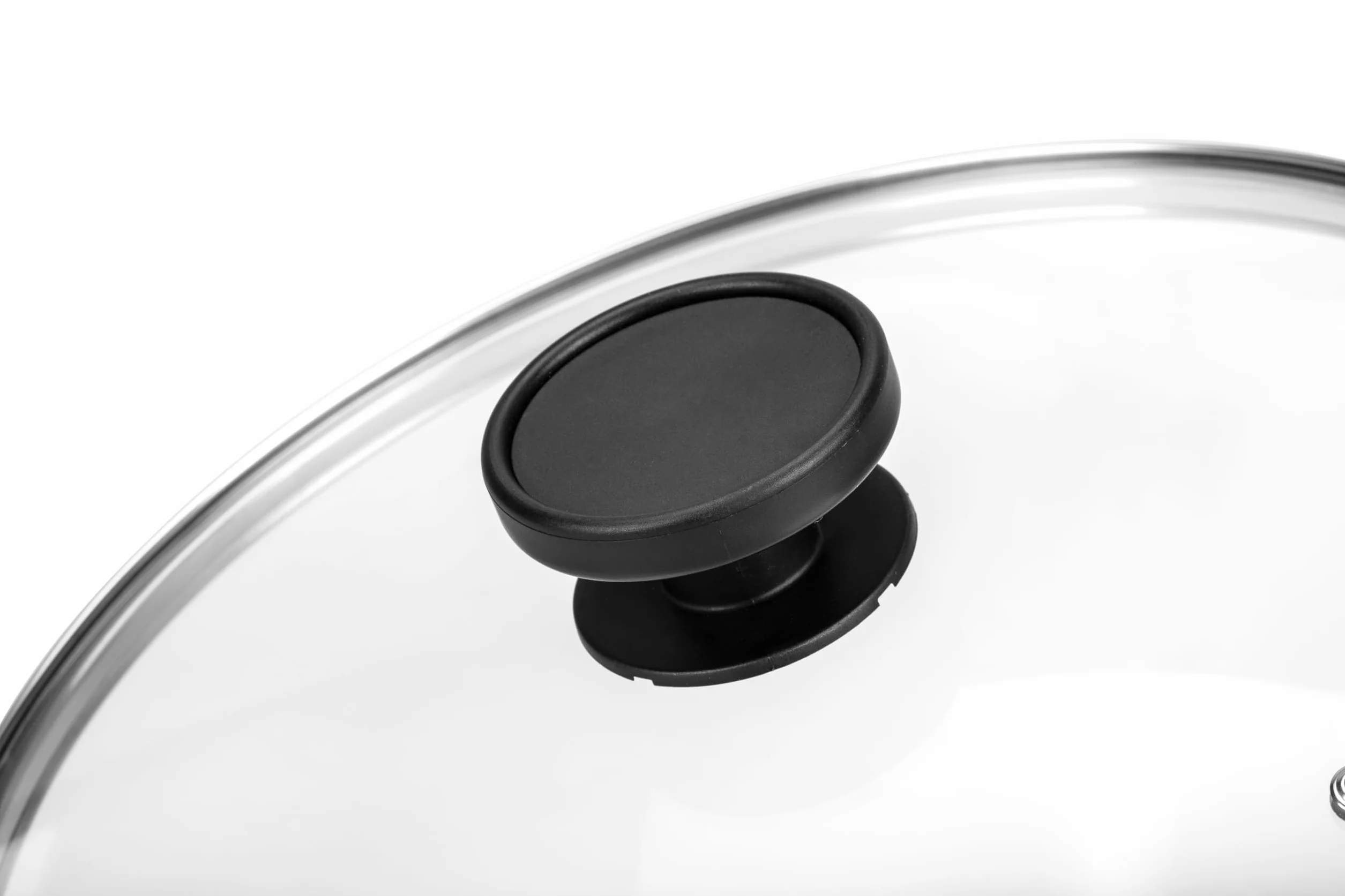 Alluflon Couvercle en Verre Trempé 24 cm, Rebord Acier Inoxydable, Résistant Haute Température