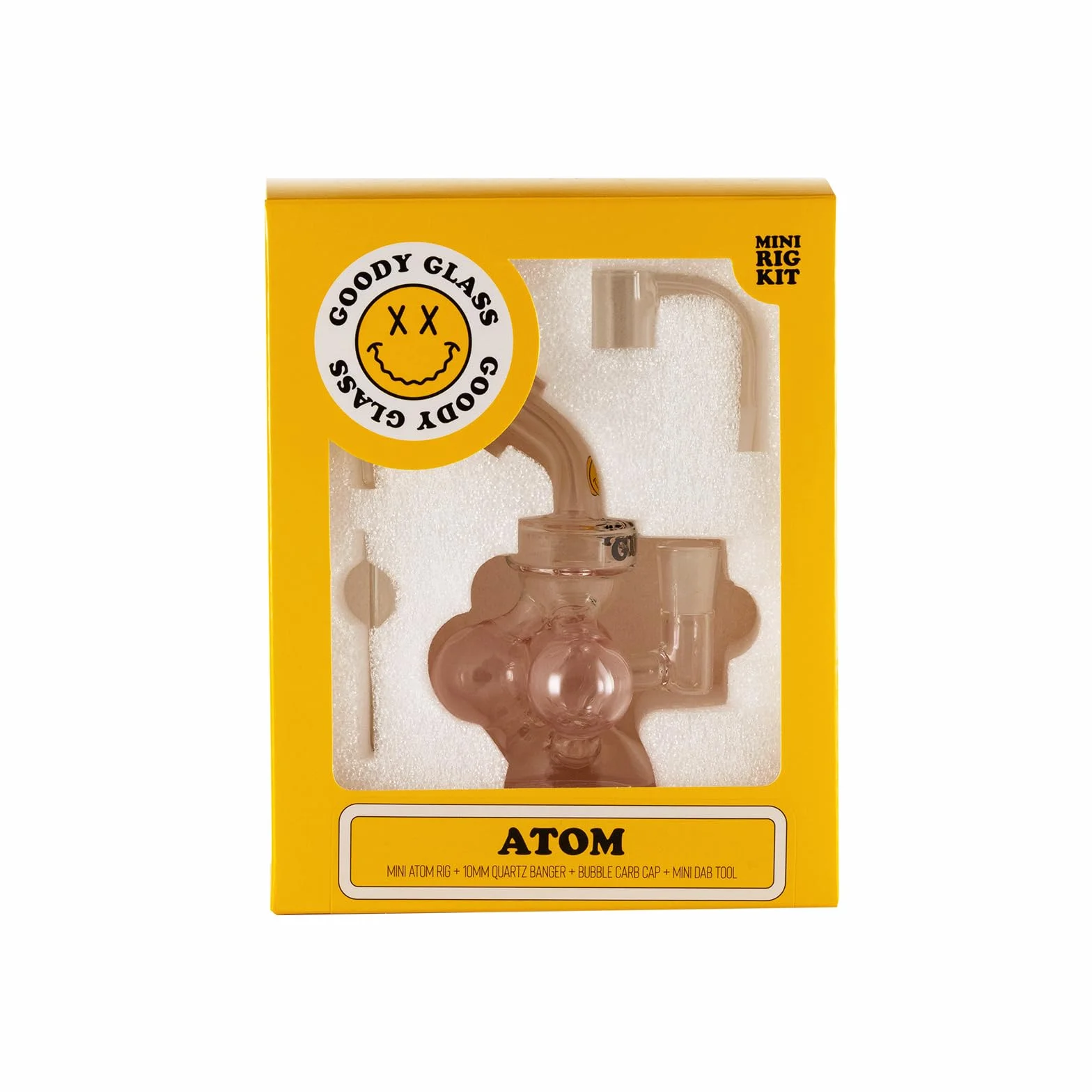 Goody Glass Atom Mini Dab Rig 4Piece Kit Bong Pipe à eau - Rose