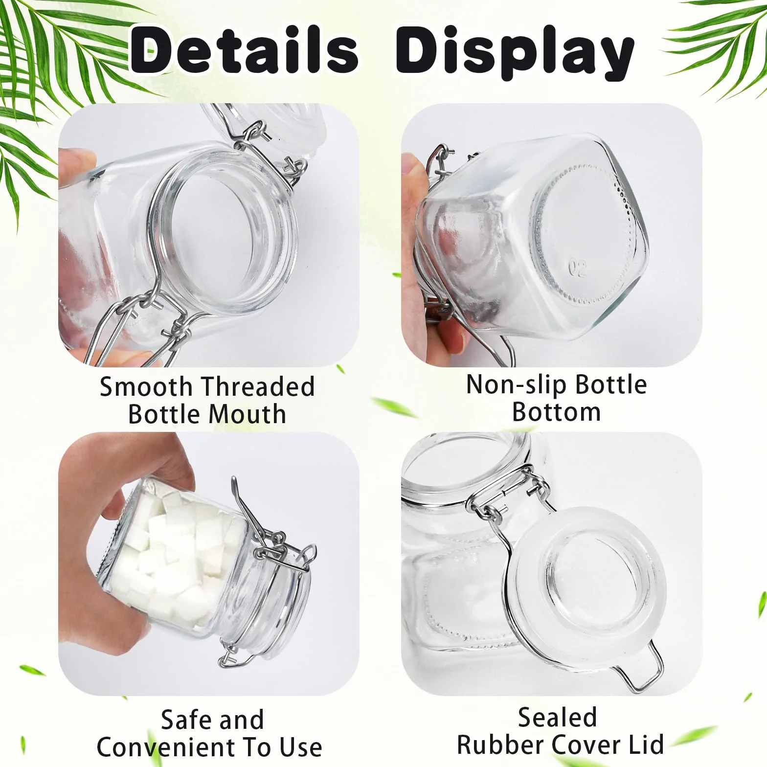 Mini Pots à Épices en Verre Hermétique avec Clip - Bocaux pour Céréales et Grains