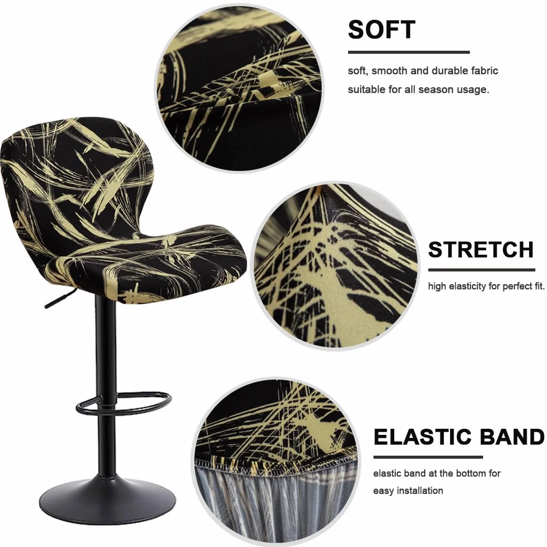 Levoberg Housse de Tabouret de Bar Incurvé Extensible avec Dossier Couverture Rotatif 4 Pièces