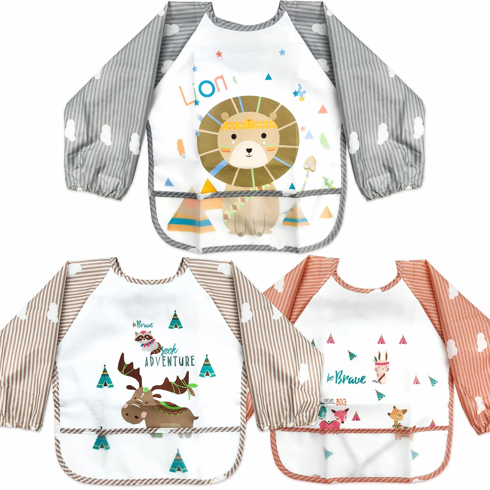 Bavoir bébé manches longues imperméable LISOPO 6 mois à 3 ans