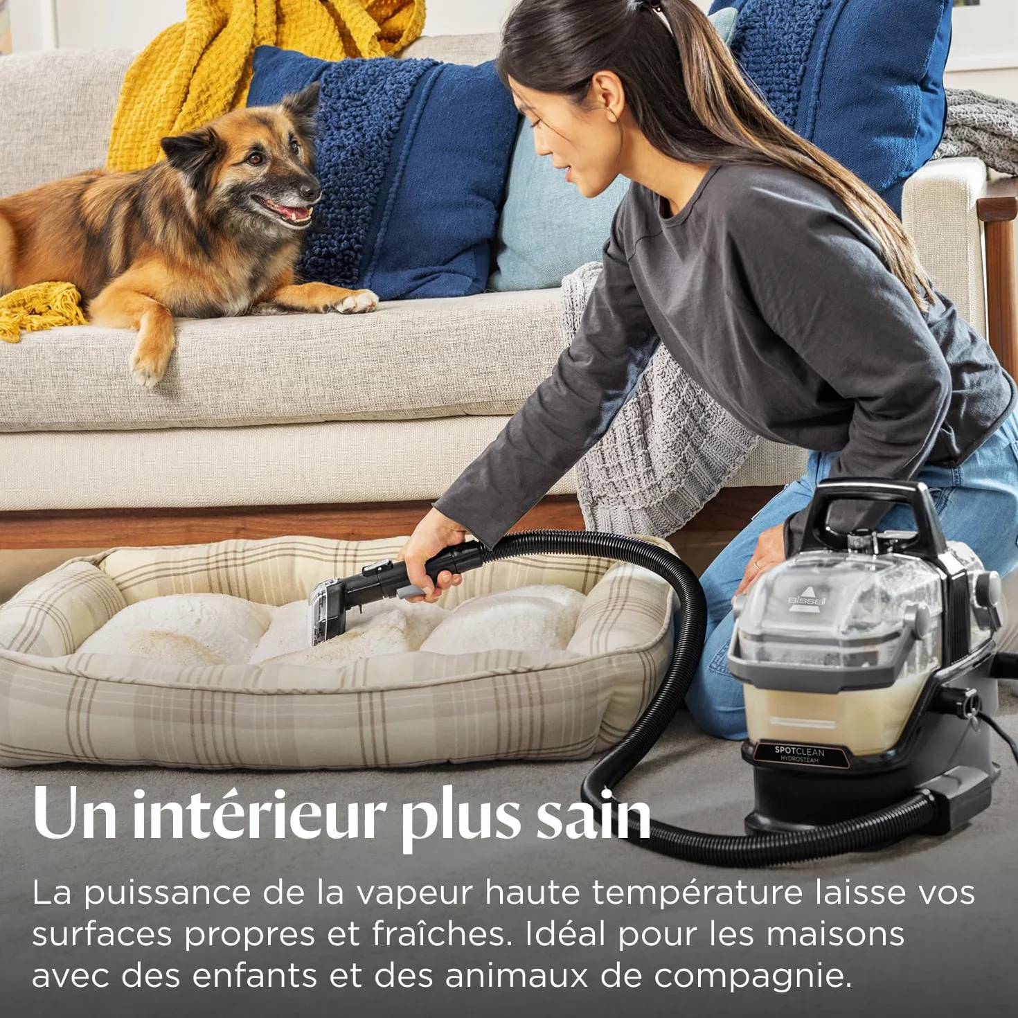 BISSELL SpotClean HydroSteam Shampouineuse Canapé 1000W Nettoyeur Vapeur HydroSteam Tapis Moquettes Meubles Tissus Voiture 3689N