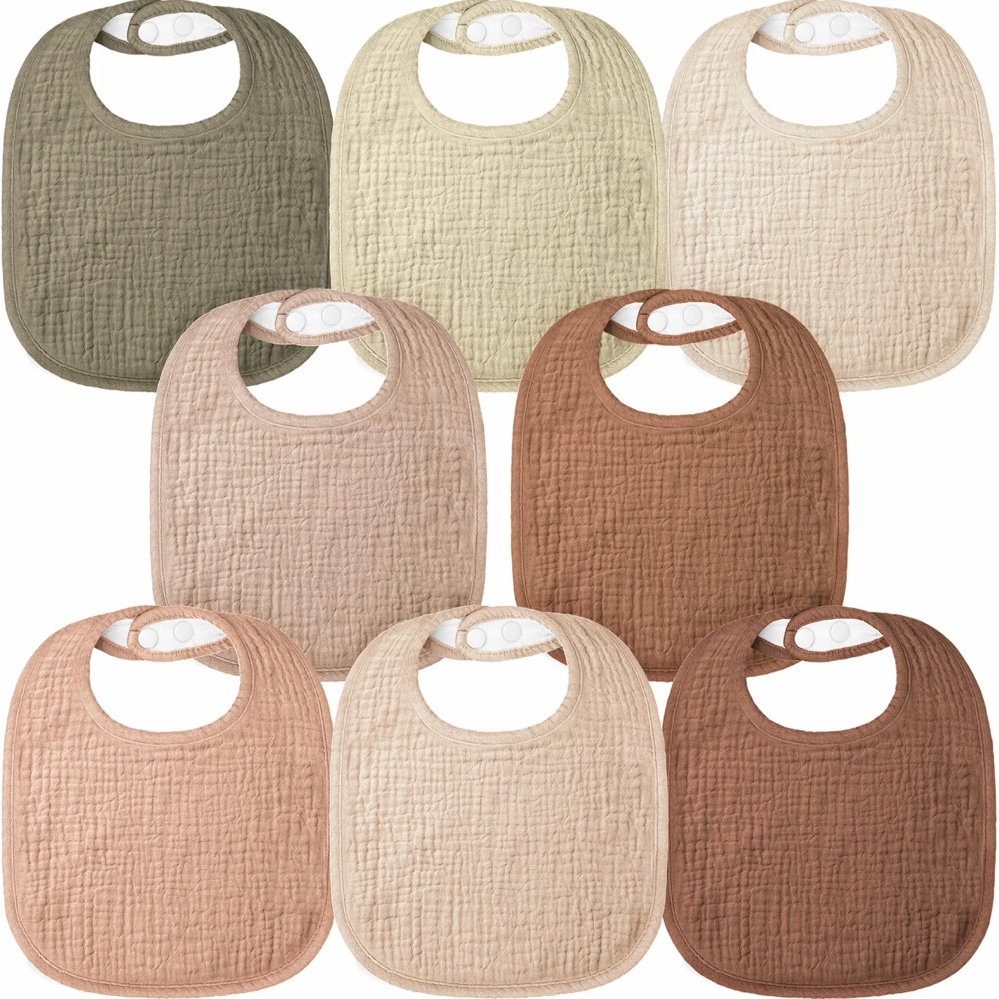 Bavoirs Bébé 8 Pièces 100% Coton Réglables Doux