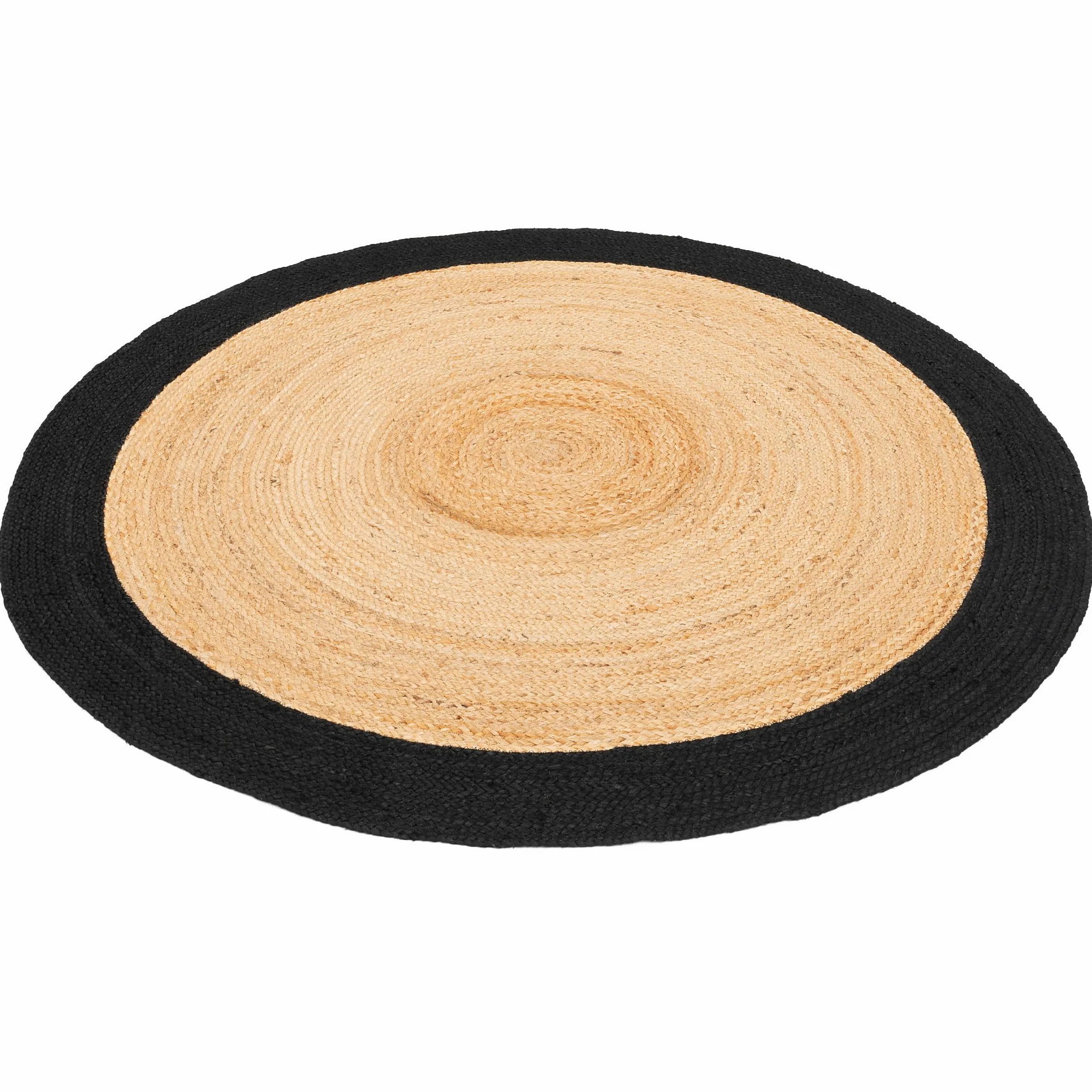 Pergamon Tapis Jute Salsa Bordure Noire Rond – Fibre Naturelle Fait Main
