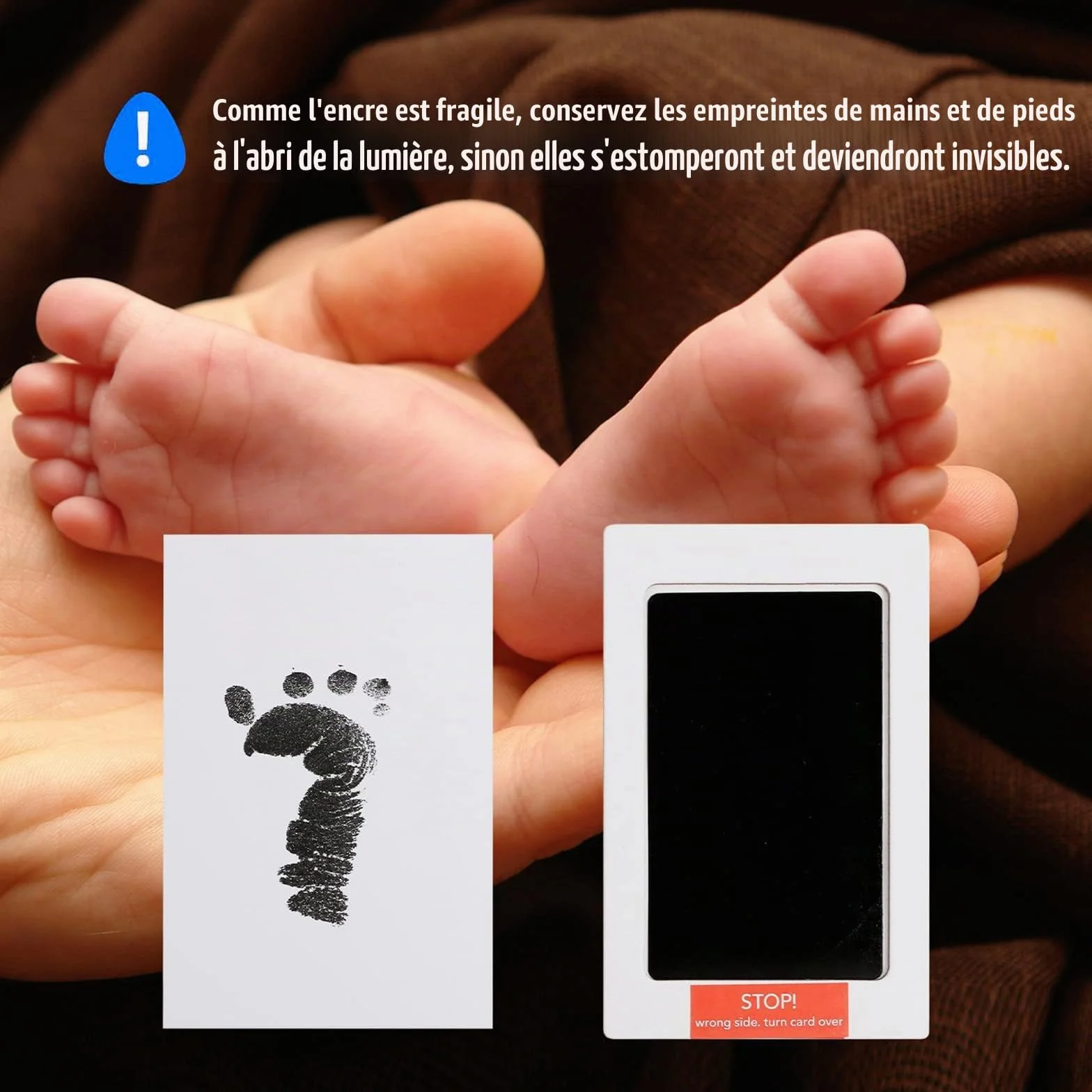 Kit Empreinte Bébé Pieds et Mains, Encre Sûre Inoffensive, Cadeau Souvenir Nouveau-né