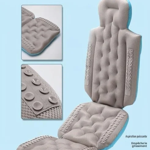 Ejoyous Oreiller de Baignoire Corps Entier, Tapis de Baignoire avec Oreiller Tapis à Bulles Oreiller de Baignoire Cou avec Ventouses Fortes Antidérapant Amovible Lavable (Blue)