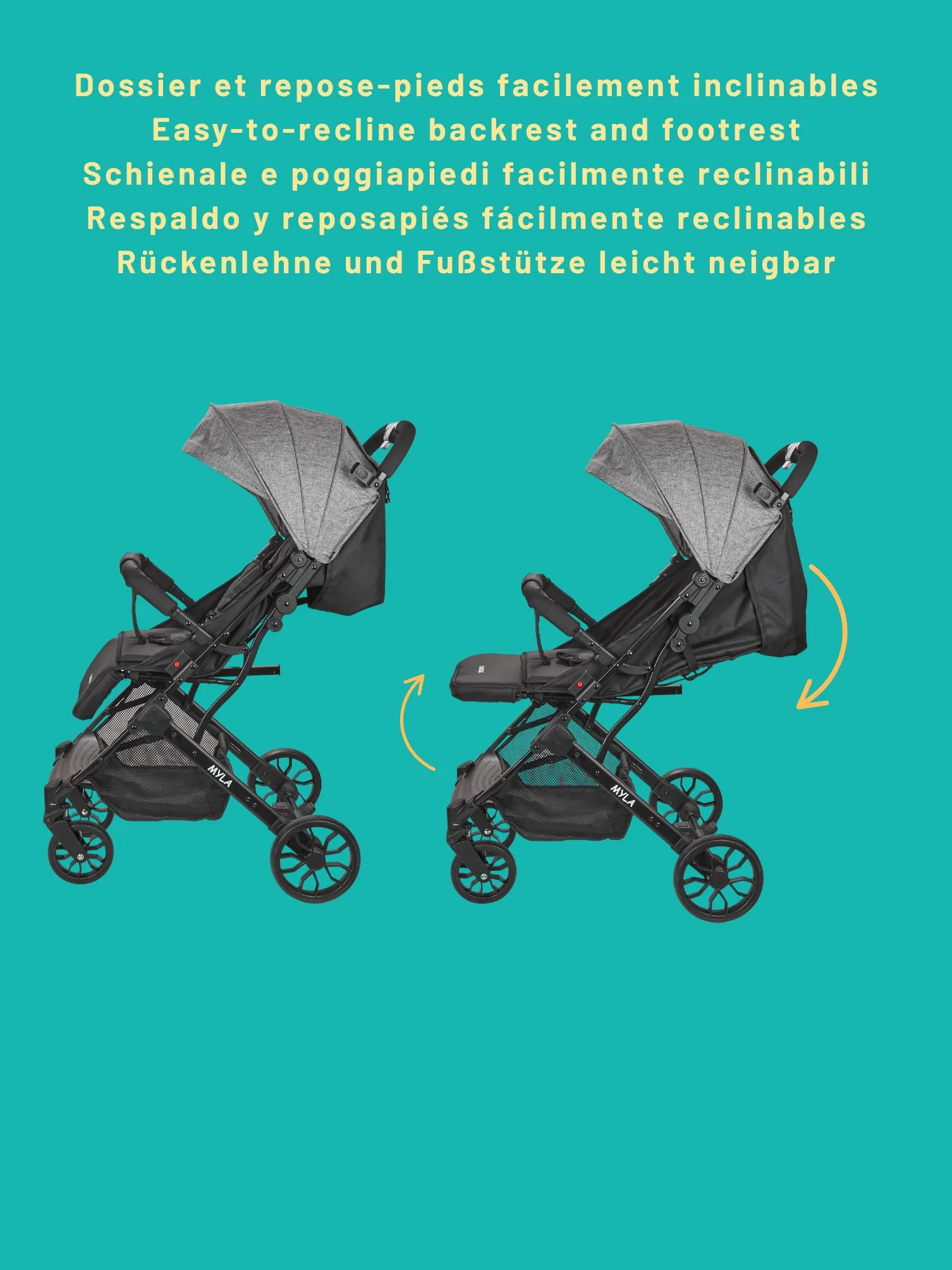 Nania Myla poussette canne compacte 0-4 ans 22kg légère 7,5kg inclinable grand panier trolley transport