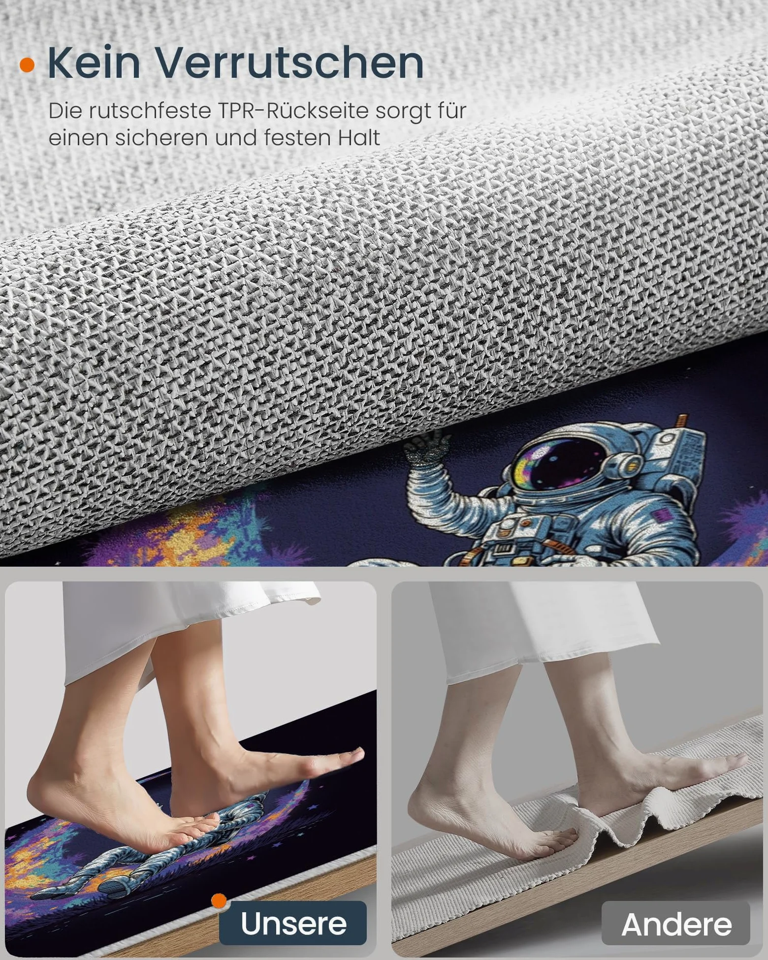 Tapis Rond Aquarelle Lune Astronaute 100 Cm, Lavable En Machine Pour Salon, Ne Perd Pas Ses Poils, Antidérapant | Tapis Affiche Science-Fiction Pour Chambre À Coucher Chambre D'Enfant, Noir Violet