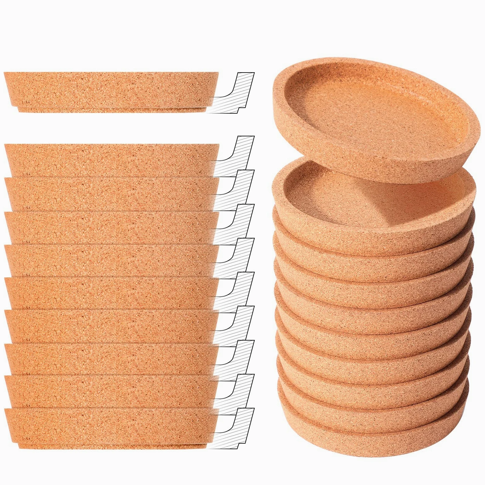 Lot de 36 dessous de verre ronds en liège de 10,2 cm - Anti-fuite - Réutilisables - Absorbants - Pour tasses, verre, table basse, bureau, fête - Marron
