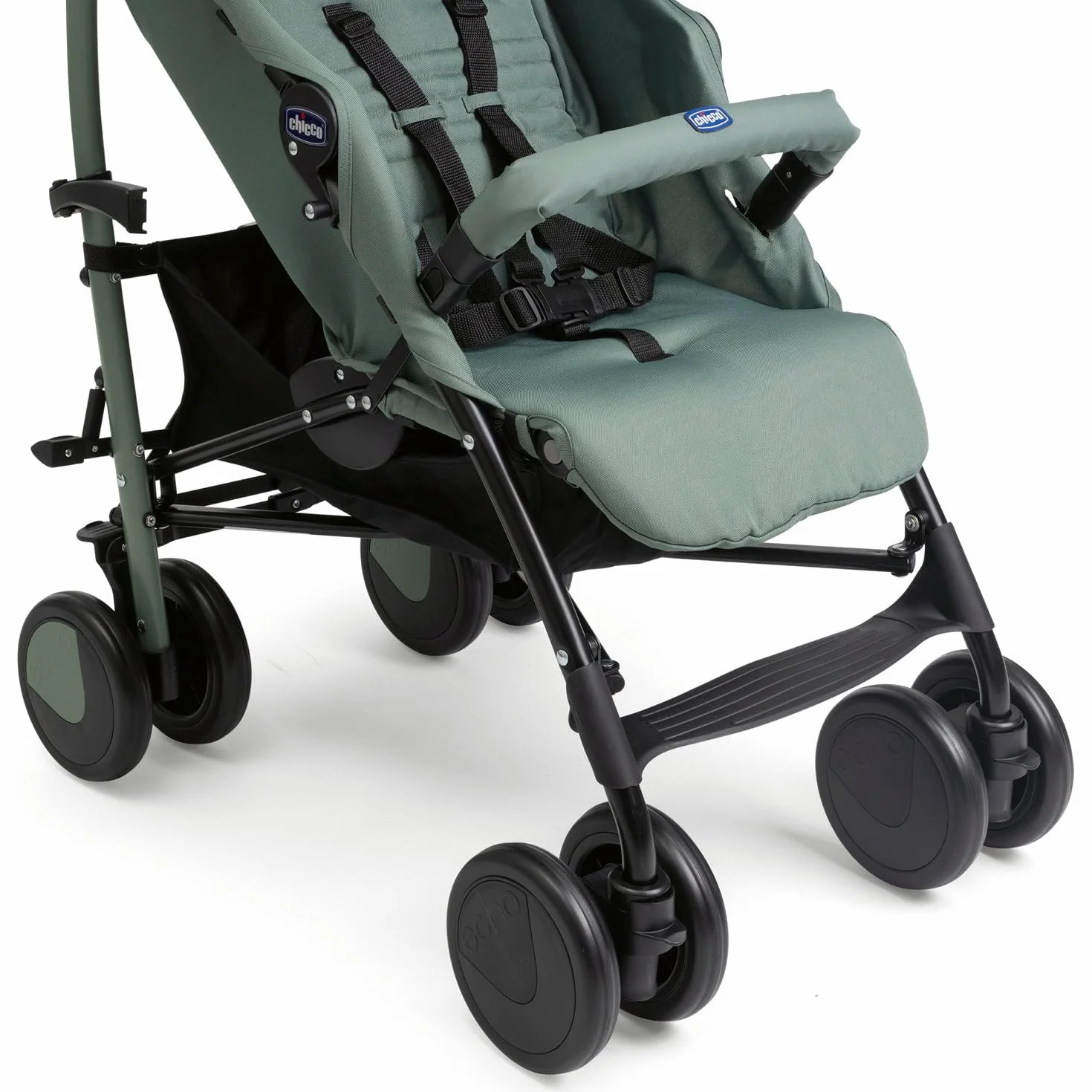 Chicco Echo Lite Poussette canne bébé légère 0-22 kg dossier inclinable 4 positions siège spacieux double frein roues pivotantes vert