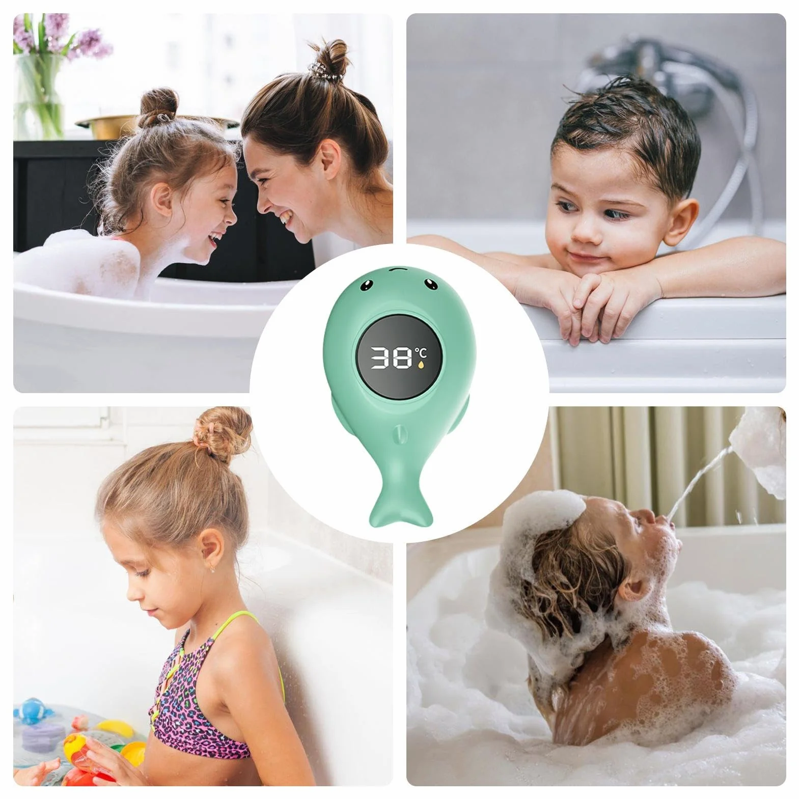 Thermomètre de Bain Numérique pour Bébé, Étanche avec Affichage LED