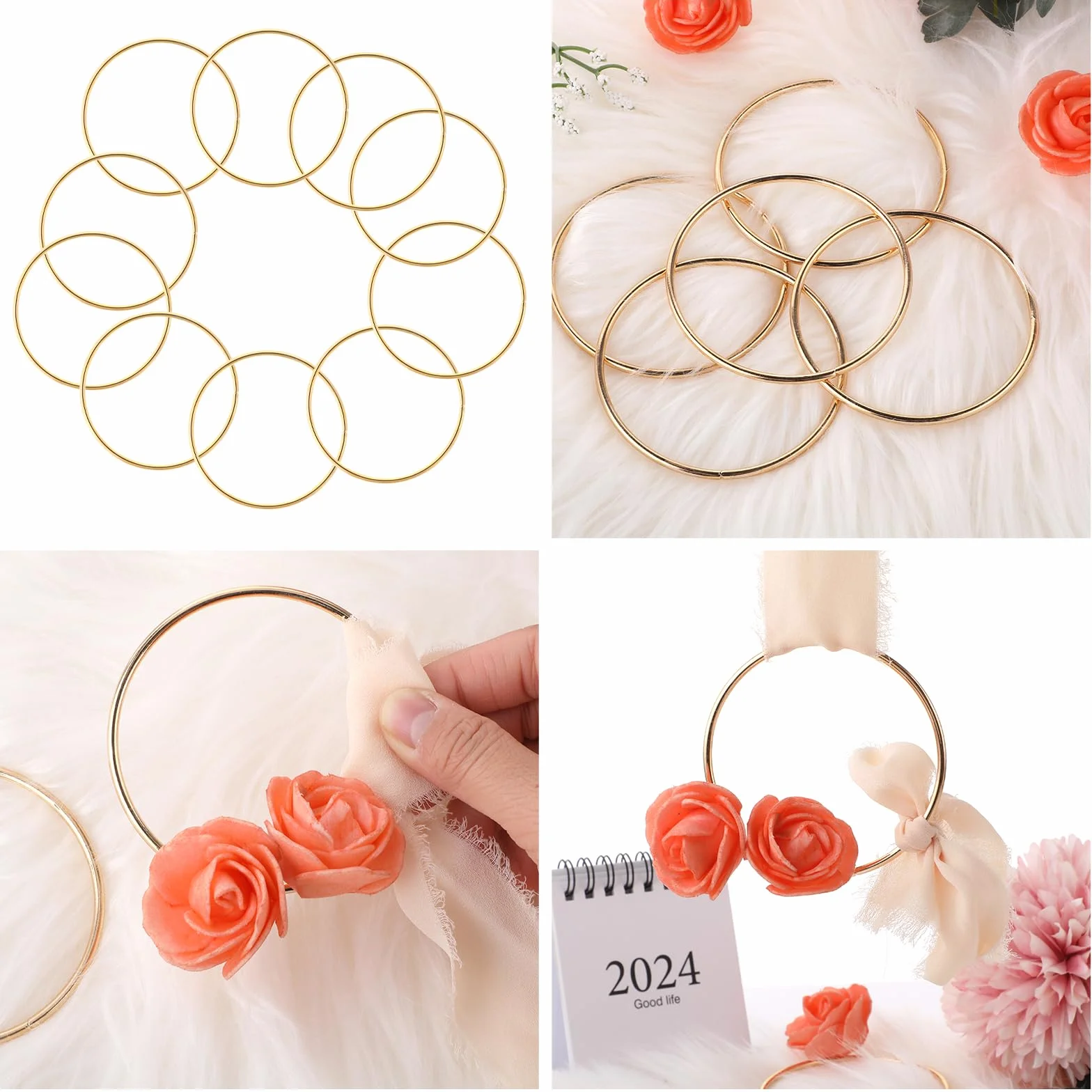 Anneaux en métal doré lot de 10 pour bricolage macramé couronnes mariage attrape-rêves