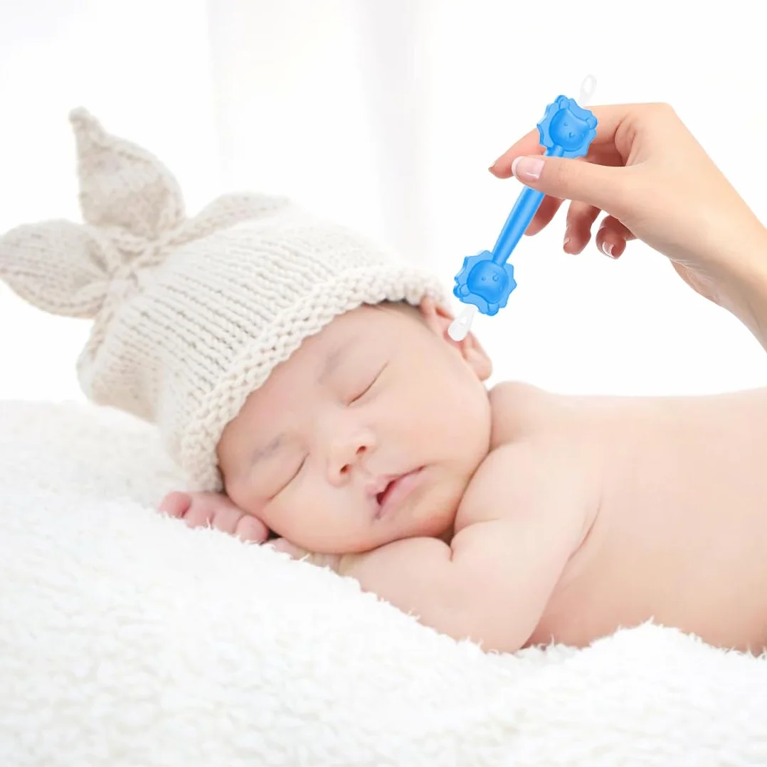 Kit de nettoyage nez-oreilles bébé, bâtonnet double embout + pince silicone