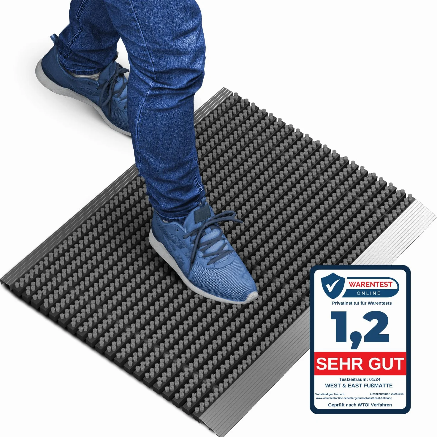 Paillasson extérieur en Aluminium avec brosses Gris, paillasson 40 x 60 cm, en Aluminium, Tapis extérieur, Gratte-Chaussures, entrée de Maison, Tapis de Brosse, Tapis extérieur, paillasson