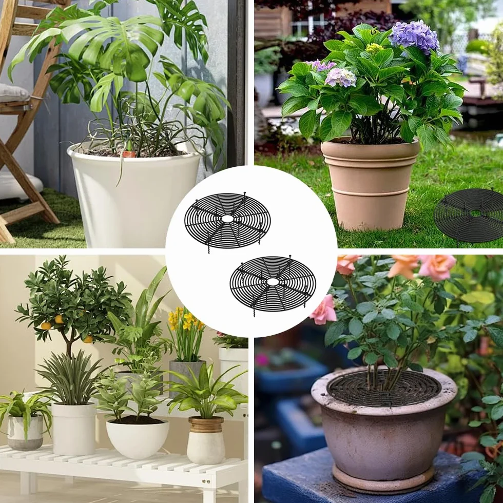 Grille Protection Plante 30 cm Ronde Noir Protege Pot de Fleur Chat