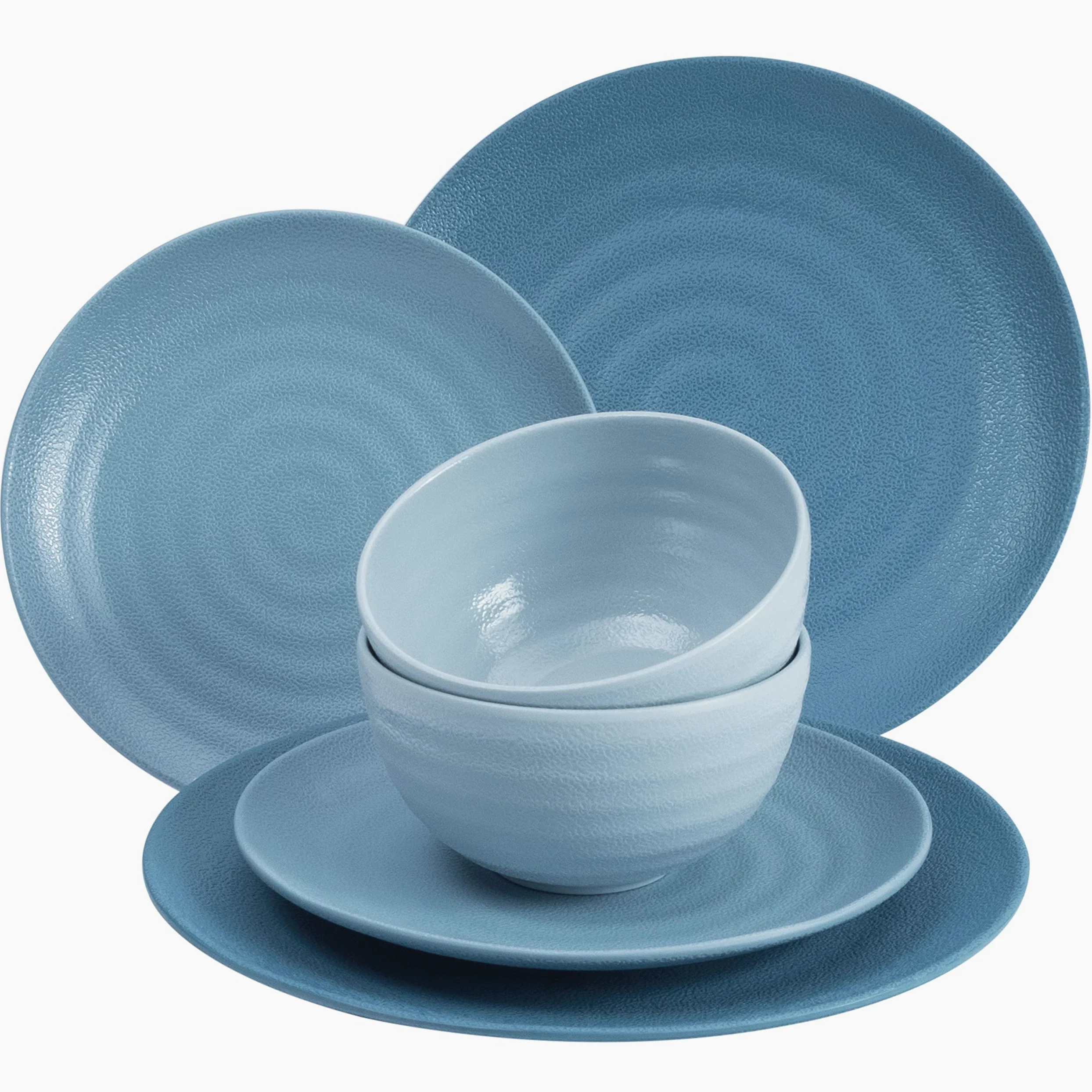 Vaisselle en mélamine pour 2 personnes 6 pièces Bleu Vaisselle de camping