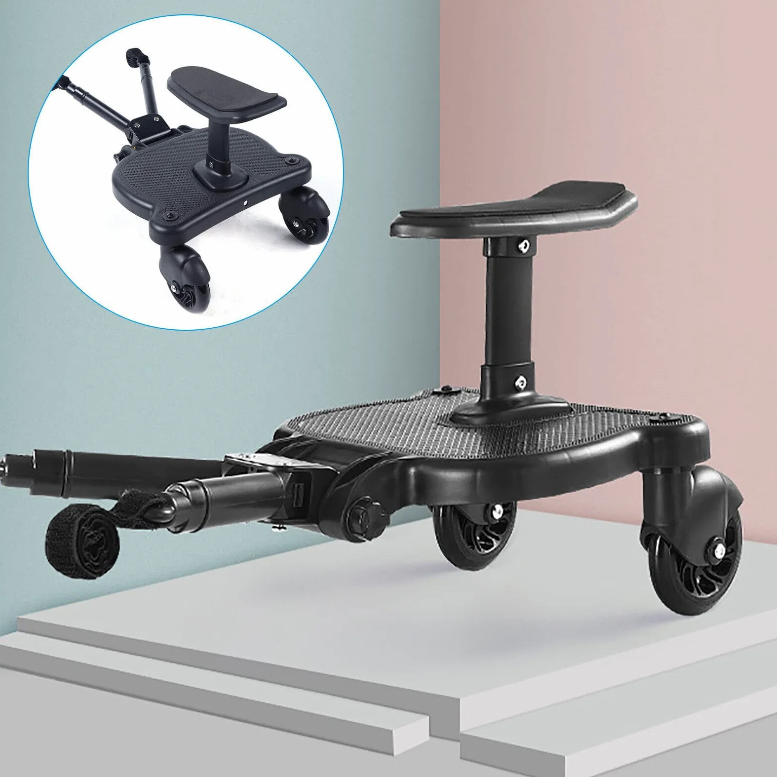 Marchepied universel avec siège pour poussette, compatible avec presque toutes les poussettes, supporte les enfants jusqu'à 25 kg