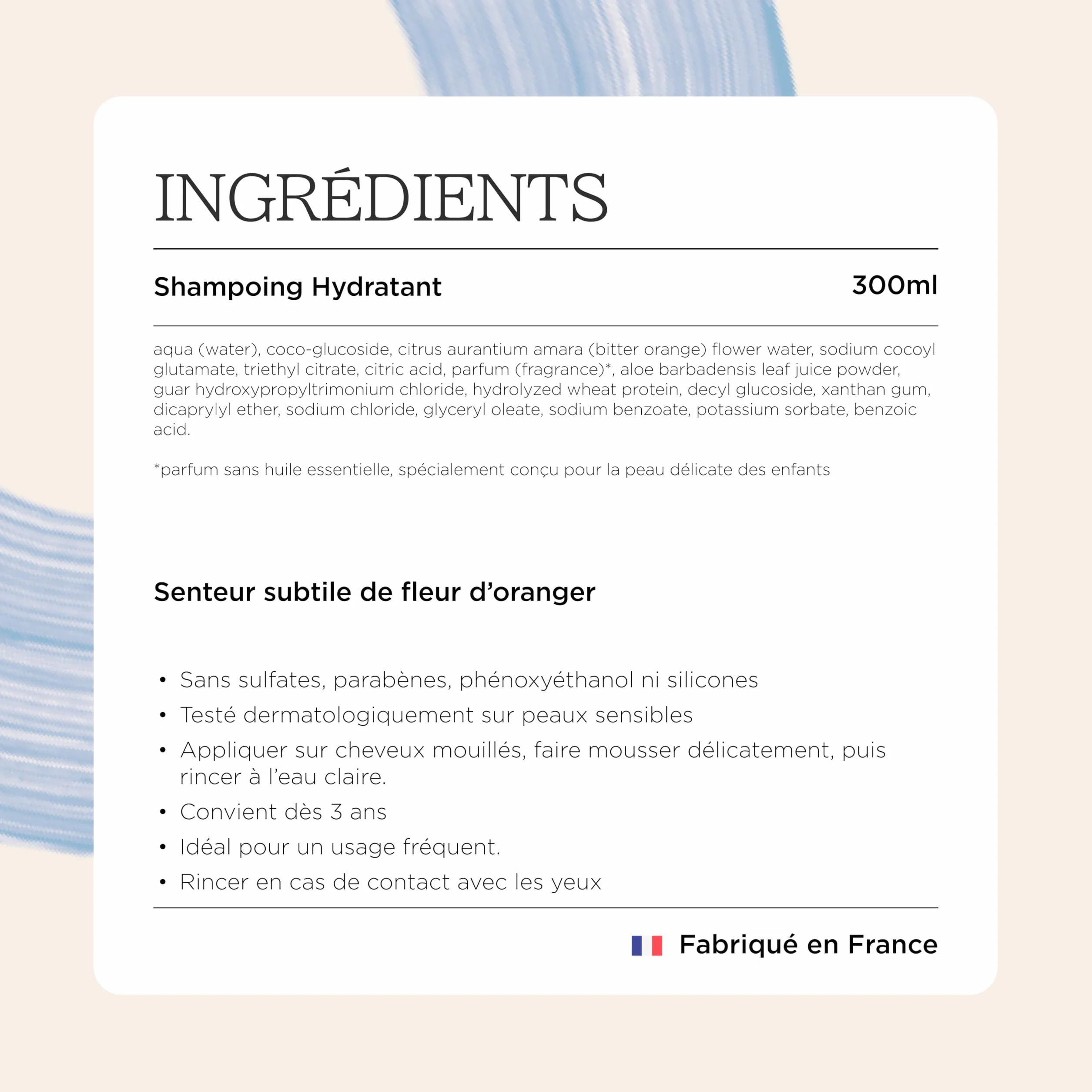 Minois Paris Shampoing Enfant Sans Sulfate & Silicone 300ML Fleur d'Oranger Made in France