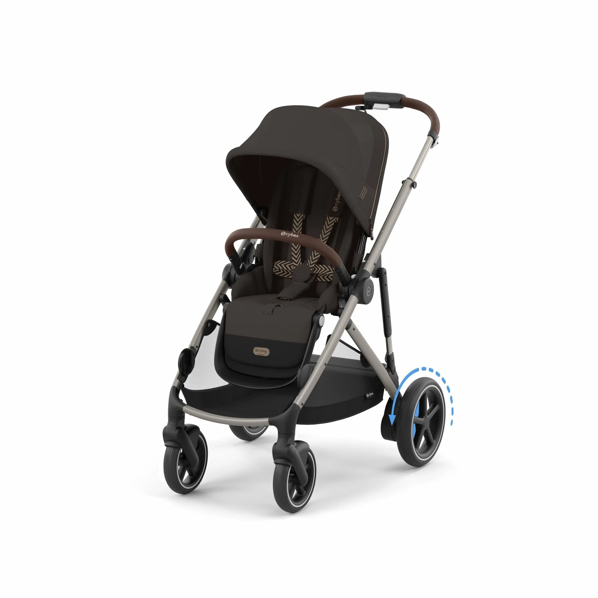 CYBEX Poussette Gold e-GAZELLE S, de la naissance à 4 ans, max 22 kg, système tout-en-1 avec propulsion électrique, brun chocolat
