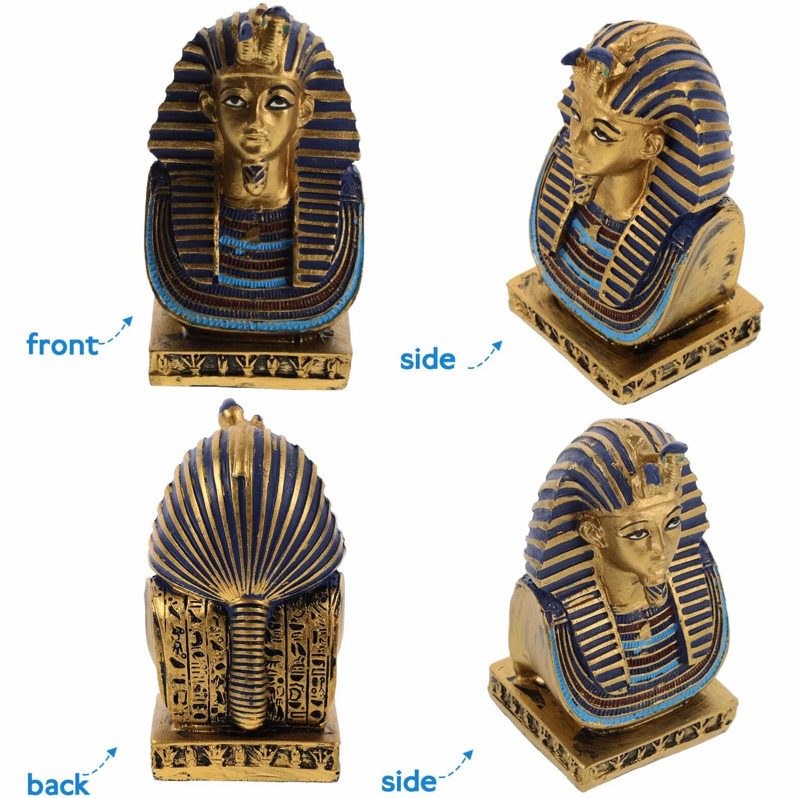 CLISPEED Statue de Pharaon Égyptien en Résine Décorative Figurine Buste Ancien Roi