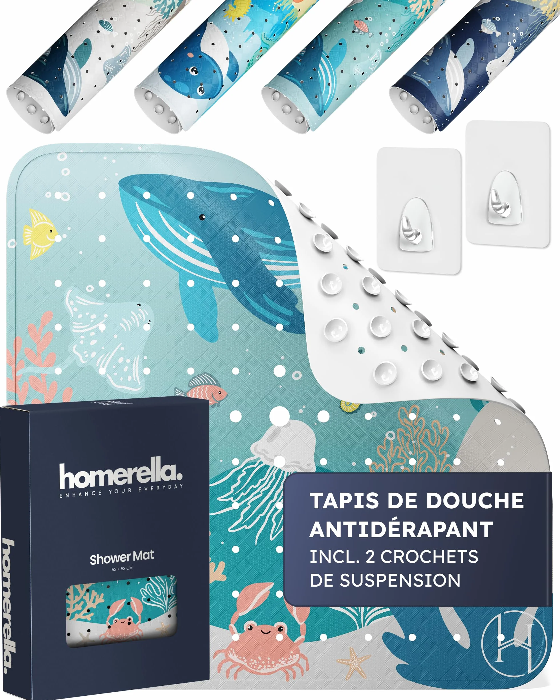 Homerella Tapis de Douche Sensible à la Peau 53 x 53 cm antidérapant sans BPA sans Latex