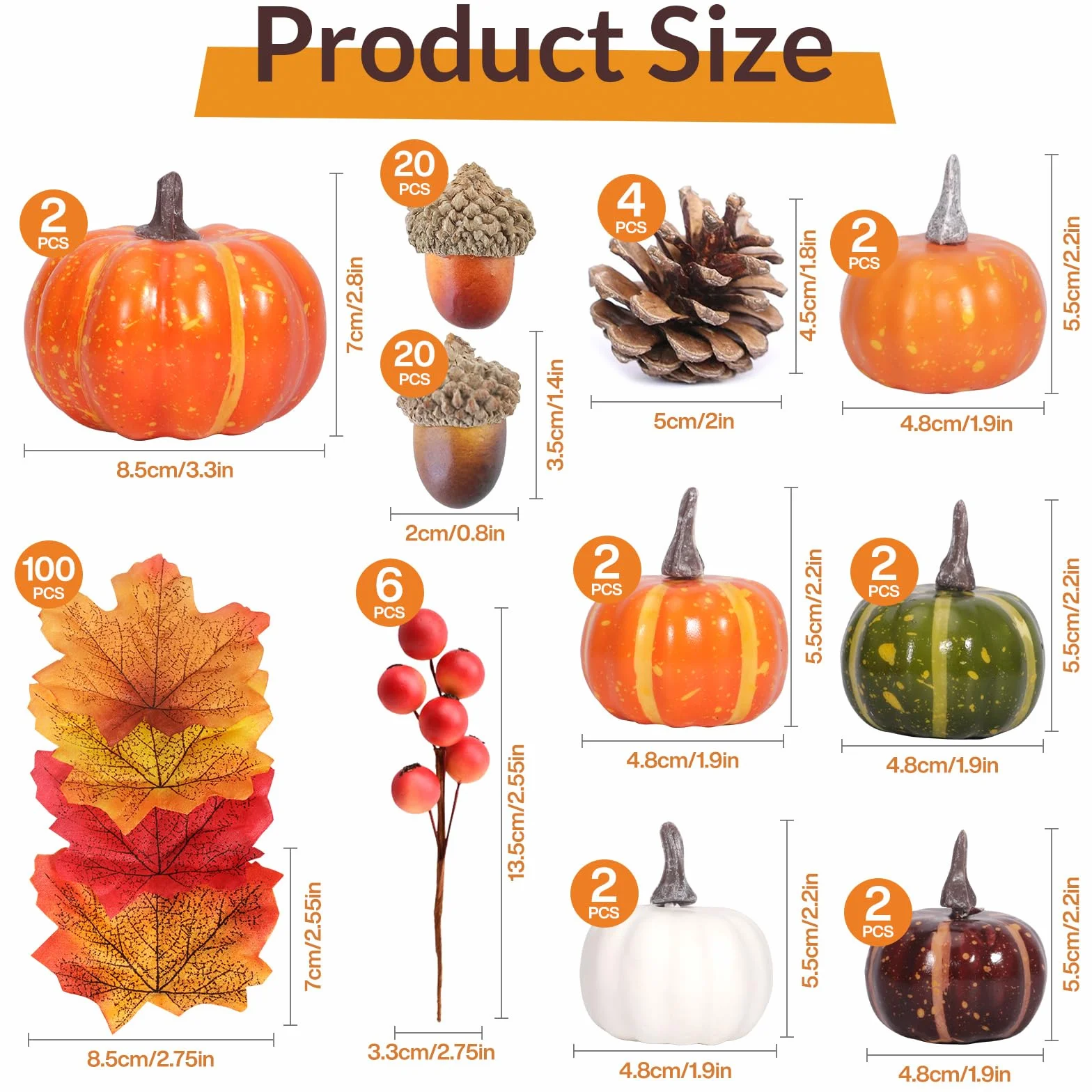 Citrouilles Artificielles 162 Pièces Décoration Automne Halloween Thanksgiving