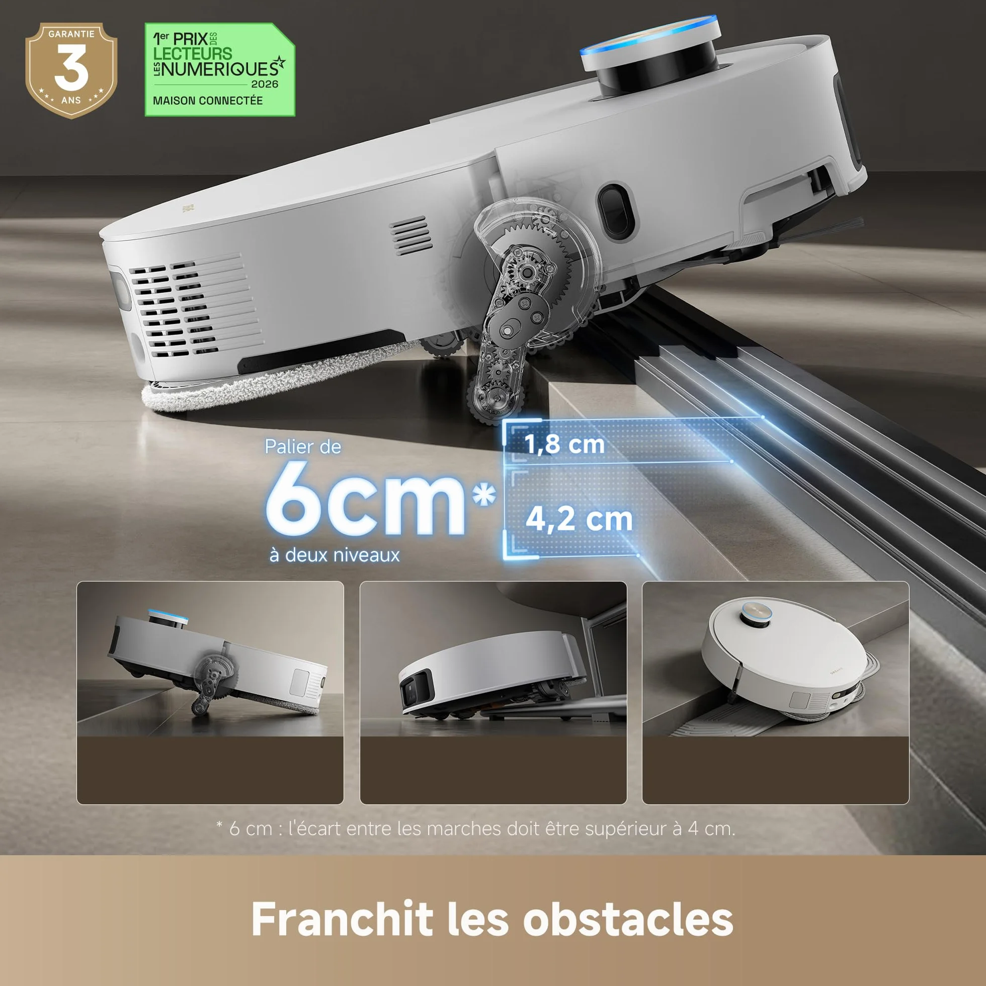 DREAME X50 Ultra Robot Aspirateur, 20000 Pa, 6 cm Escalade, 89 mm Fin, Nettoyage 80°C