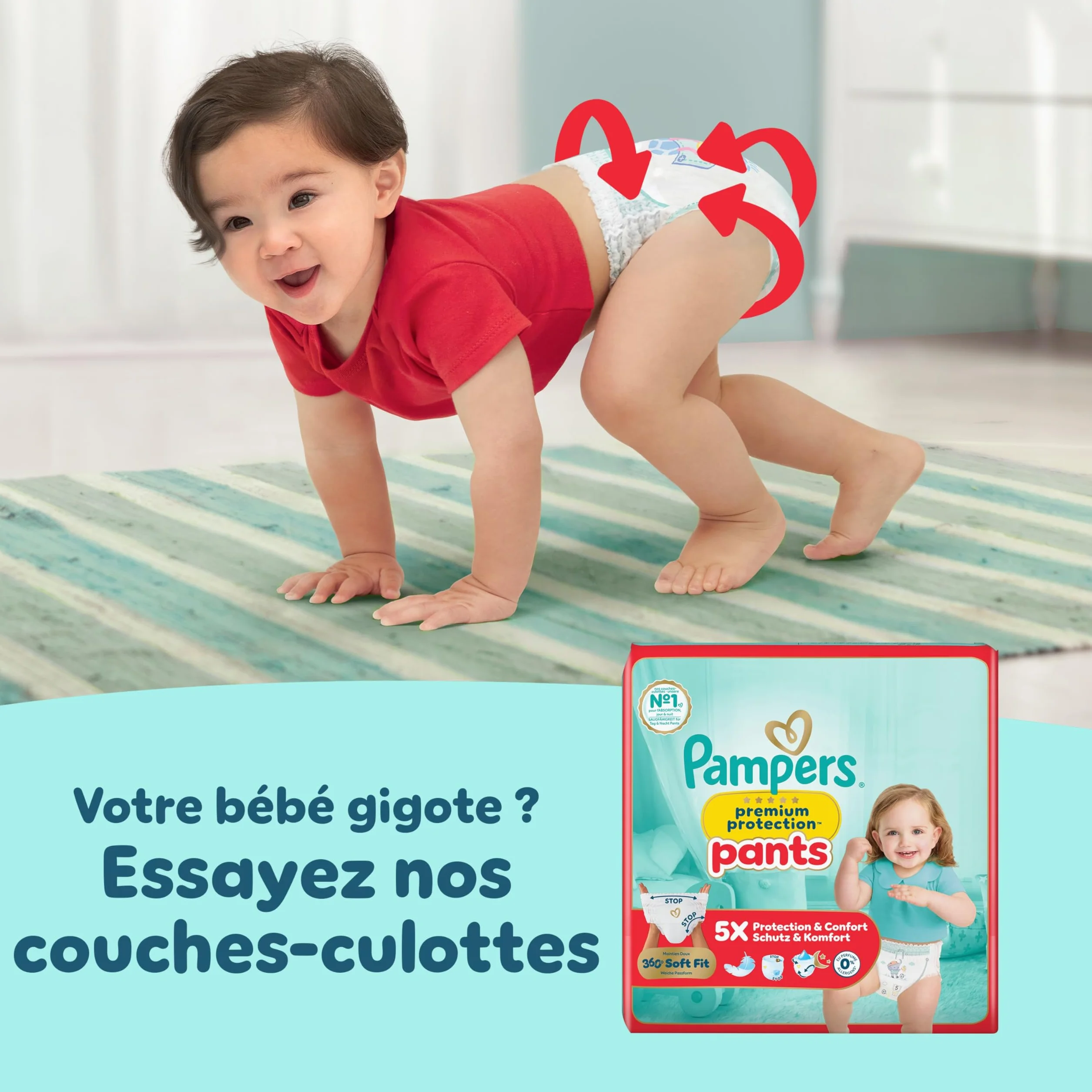 Pampers Premium Protection Taille 4, 92 Langes, 9kg-14kg