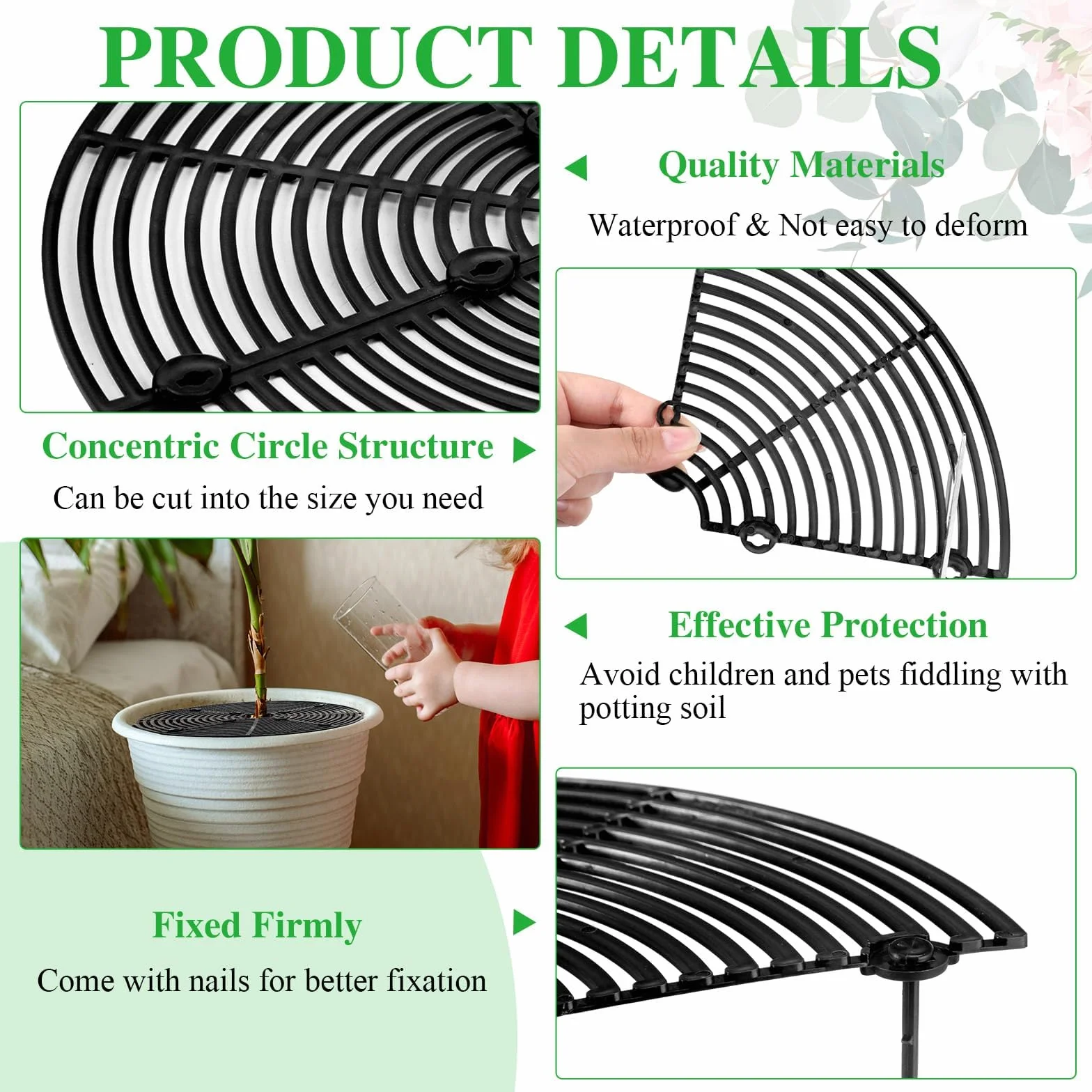 Grille Protection Plante 30 cm 3PCS Protection Pot de Fleur Ronde Découpable Animaux