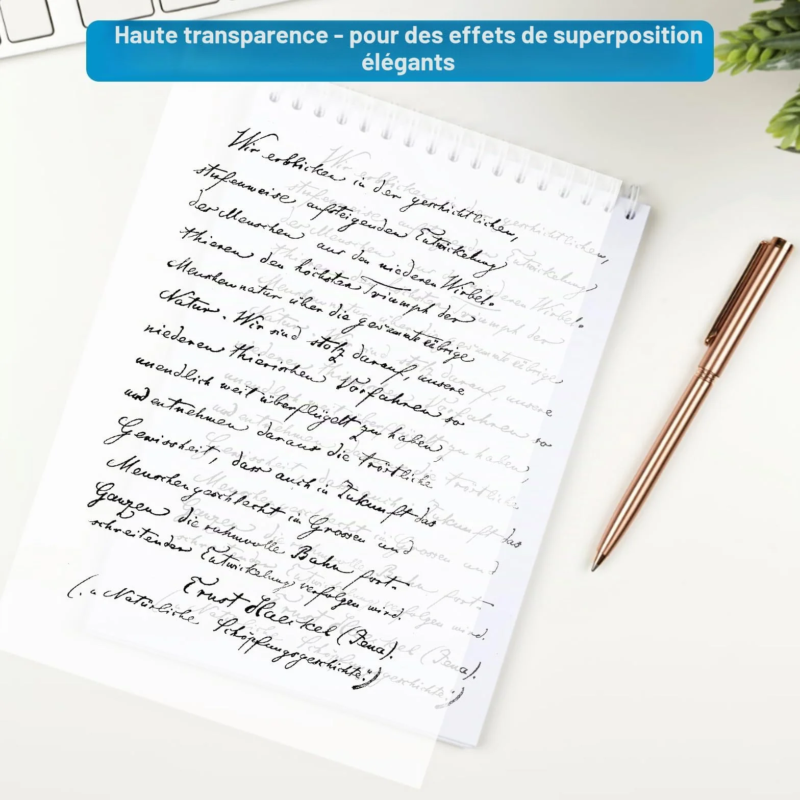 Kievano Papier Calque A4 110 g/m² 100 Feuilles Papier Transparent Épais pour Imprimante Jet d’Encre & Laser