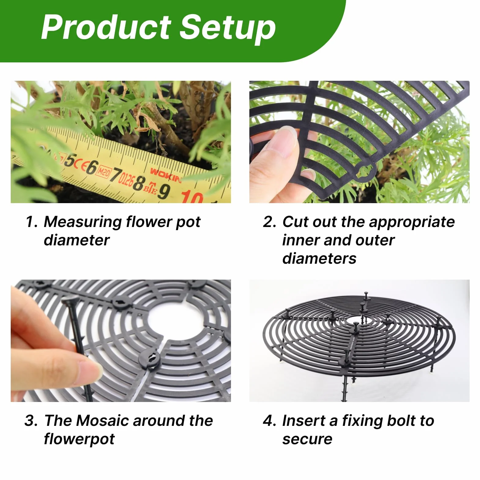 Grille de Protection pour Plantes en Pot 30 cm Ajustable avec Boulons en Plastique ABS Anti Chat Intérieur