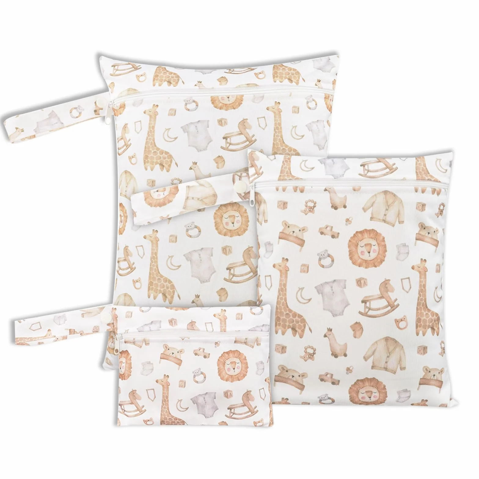 Sac à Couches Bébé 3 Pièces, Sac à Couche Lavable en Tissu, Wetbag Étanche pour Natation Camping Voyage