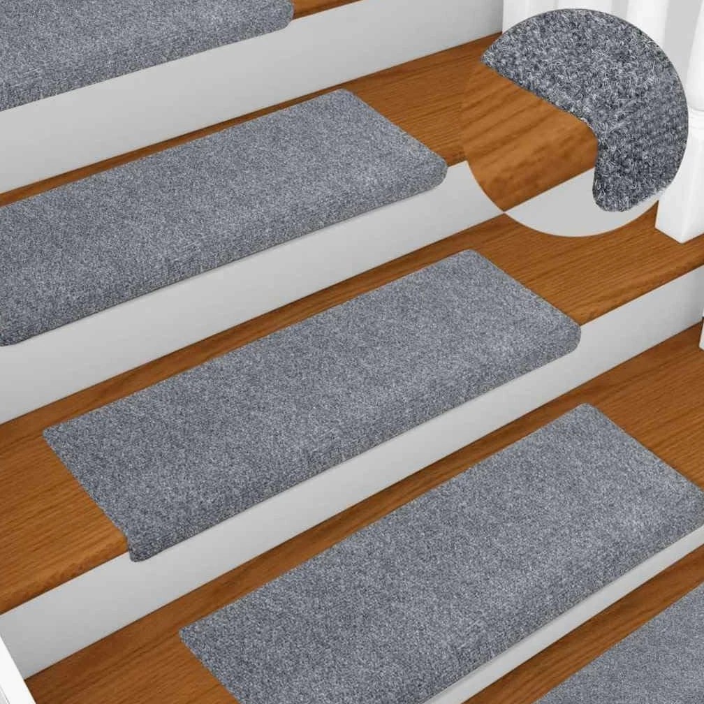 Lot de 5 tapis d'escalier autocollants - Gris clair - 65 x 21 x 4 cm - Antidérapant - Pour coureurs, protection et isolation phonique - Intérieur