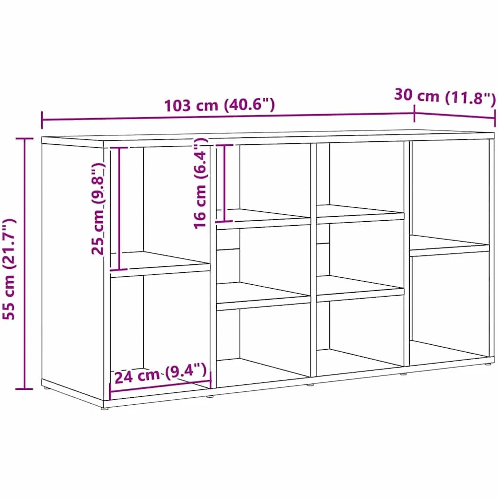 Banc à Chaussures Chêne Artisanal 103 x 30 x 54,5 cm, Banc d'entrée, Rangement Multifonctionnel en Bois