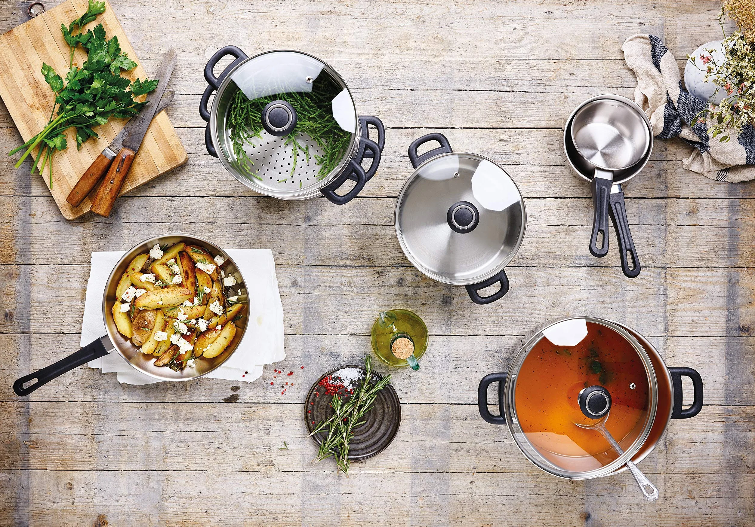 Beka Polo Casserole Inox 18/10 12 cm Poêle Sans PFAS Fond 3 Couches Tous Feux Induction Argent