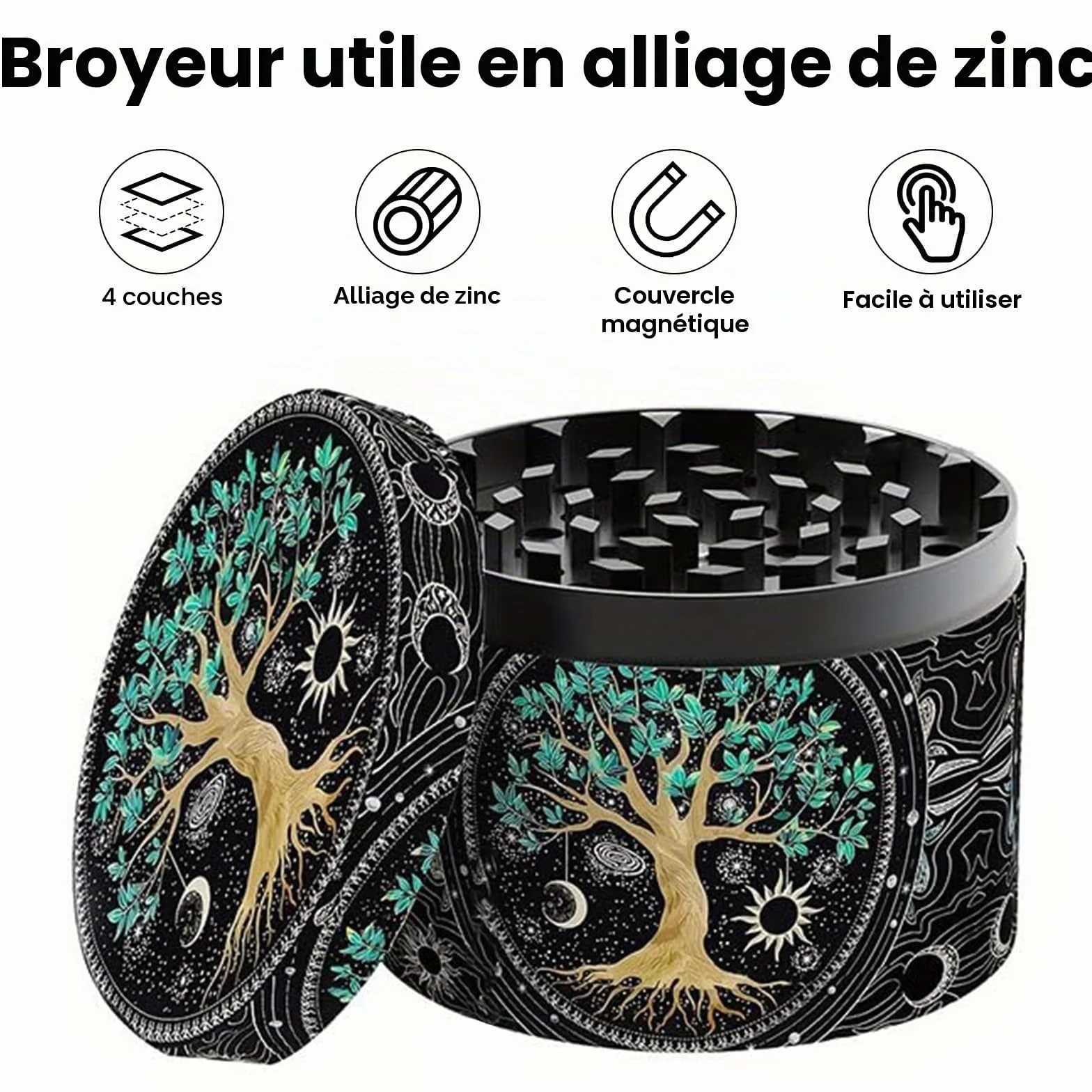 Effriteuse Grinder 63 mm Grattoir Brosse Plastique Motif d'Arbre