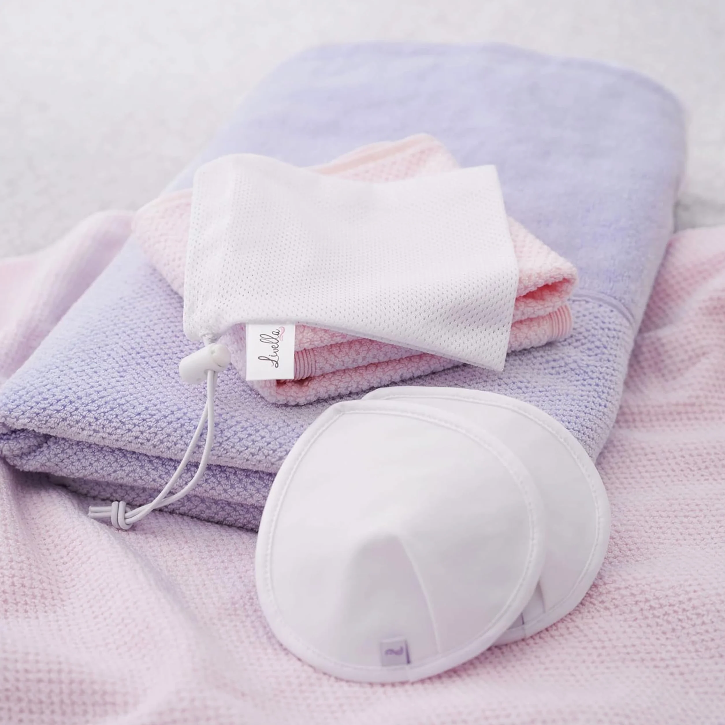 Coussinets d’Allaitement lavables 8 pcs Noyau Absorbant Fibres Naturelles Bambou réutilisables Filet à Linge Inclus