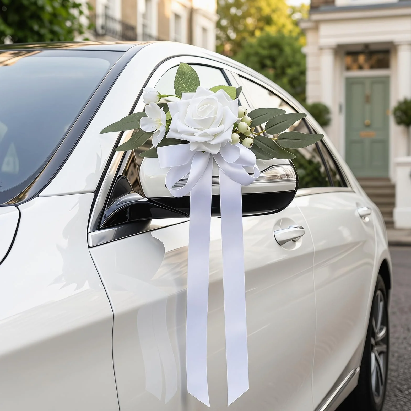 Noeuds de Voiture en Soie, Décoration Mariage, Simulation de Rose, avec Attaches à Ventouse