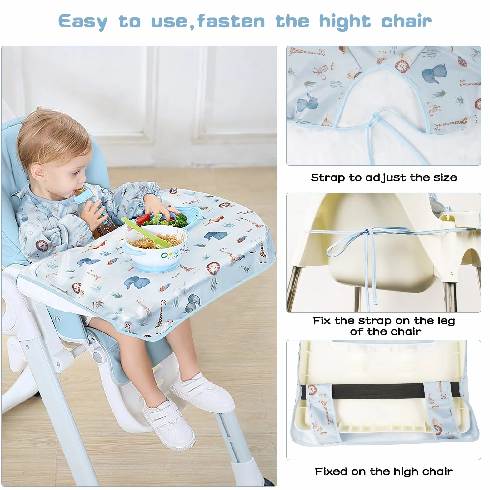 Vicloon Bavoir Manches Longues Bébé Imperméable Couverture Complète Résistant à l'Eau Taille Unique 6-36 Mois