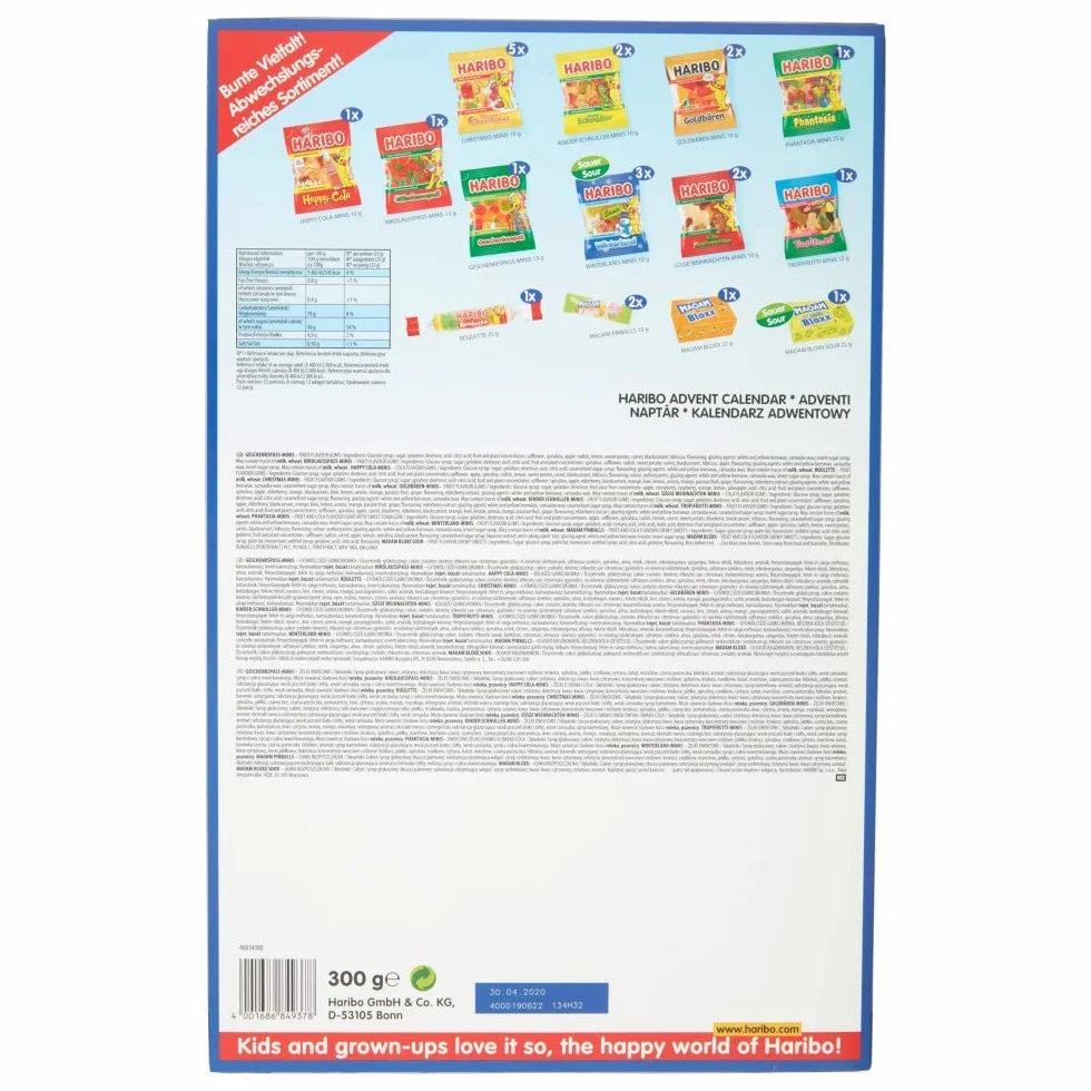 Haribo Calendrier de l'Avent Bonbons de Noël 300 g