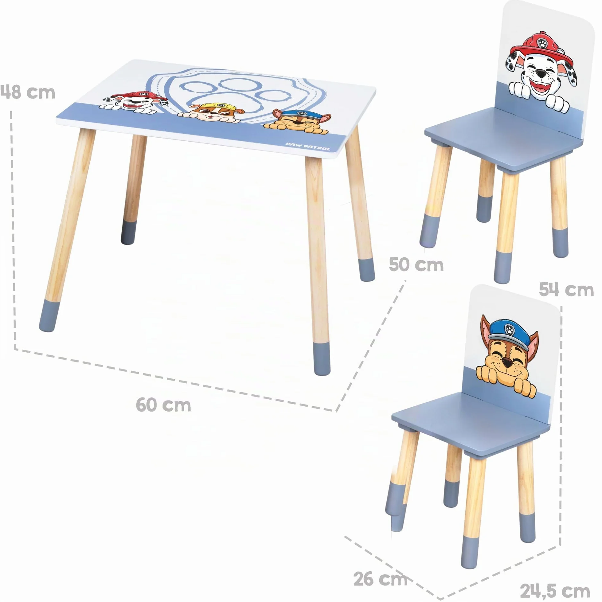 Lit Montessori Paw Patrol roba 70 x 140 cm avec Barrières de Sécurité pour Enfant Jusqu'à 7 Ans + Sommier et Linge de Lit Blanc/Motif Chiens