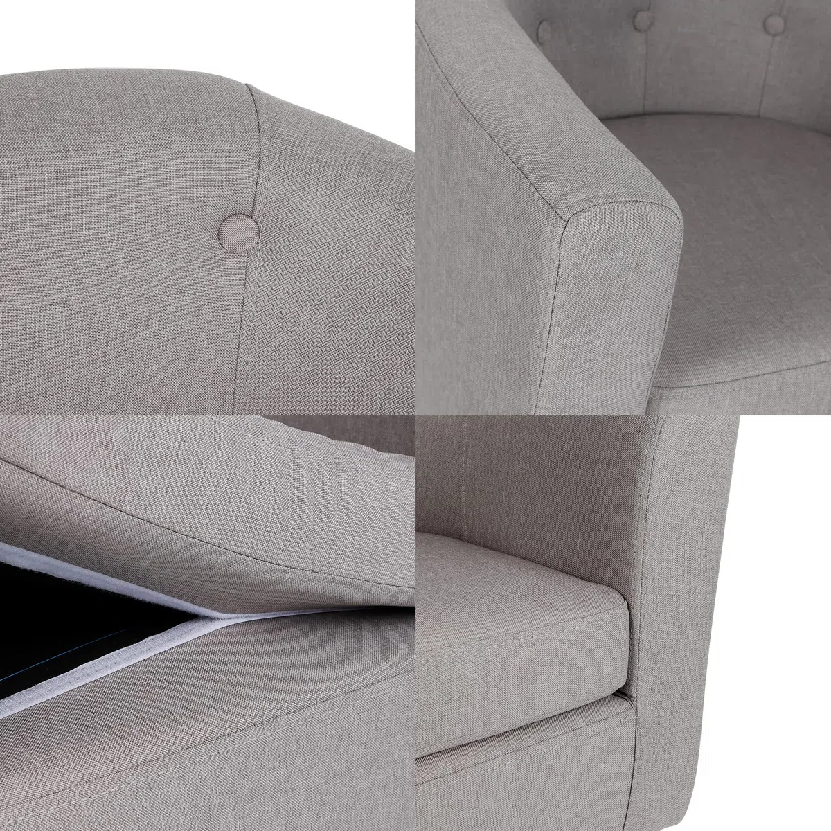 MINGYI Petit Fauteuil Crapaud, Chauffeuse avec Accoudoirs, Fauteuils de Salon 1 Personne, Petit Canapé Rembourrée Épaisse (Gris Clair)